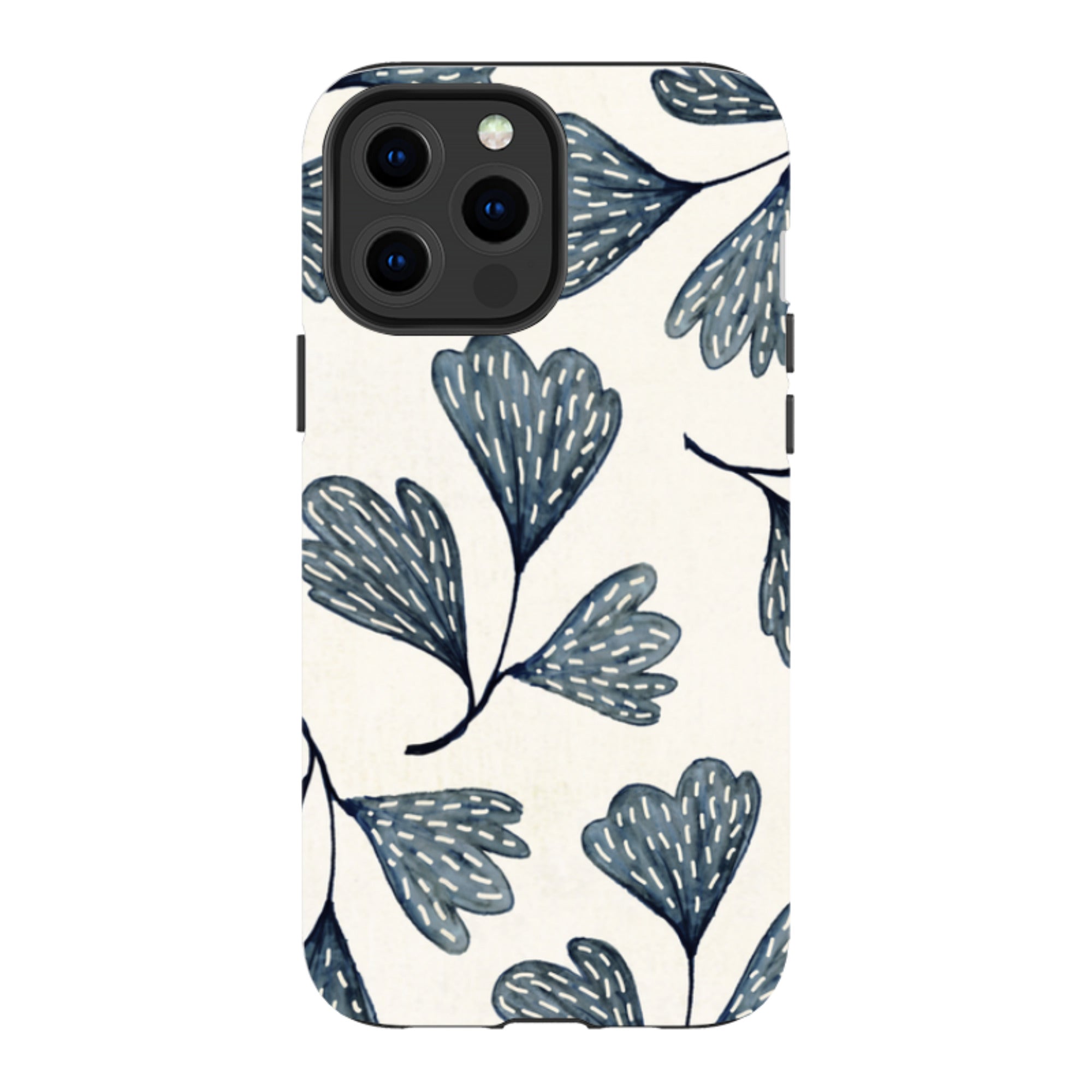 iPhone MagSafe Tough Case - Indigo Leaves By Katherine Quinn