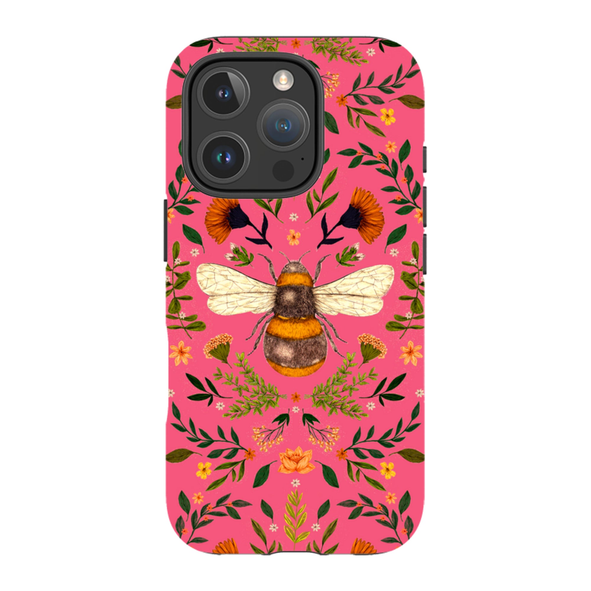 iPhone Tough Case - Botanical Bee Peach By Jade Mosinski