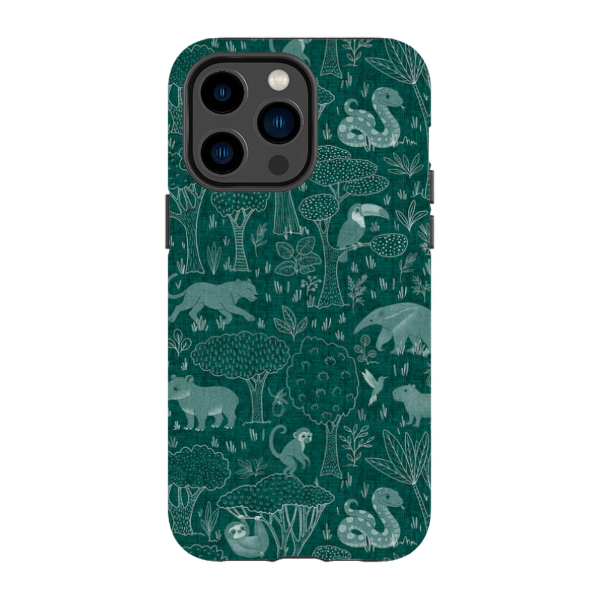 iPhone Tough Case - Tropical Jungle Animals teal By Katherine Quinn