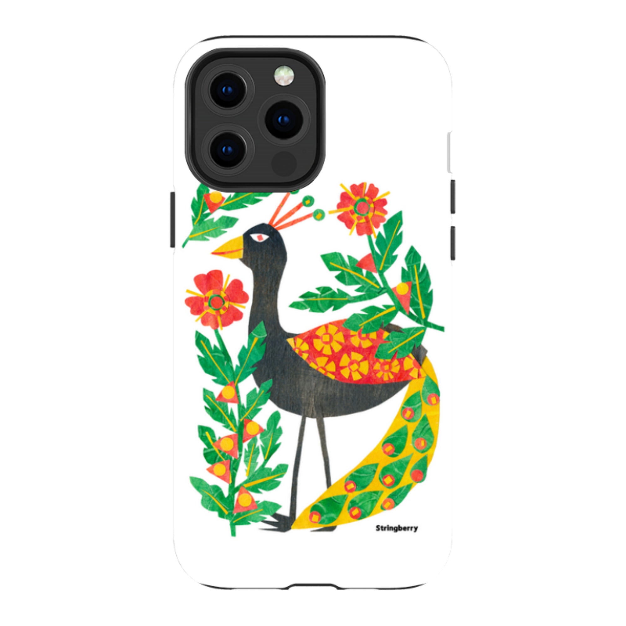 iPhone Tough Case - Folk Floral Peahen By Tracey English