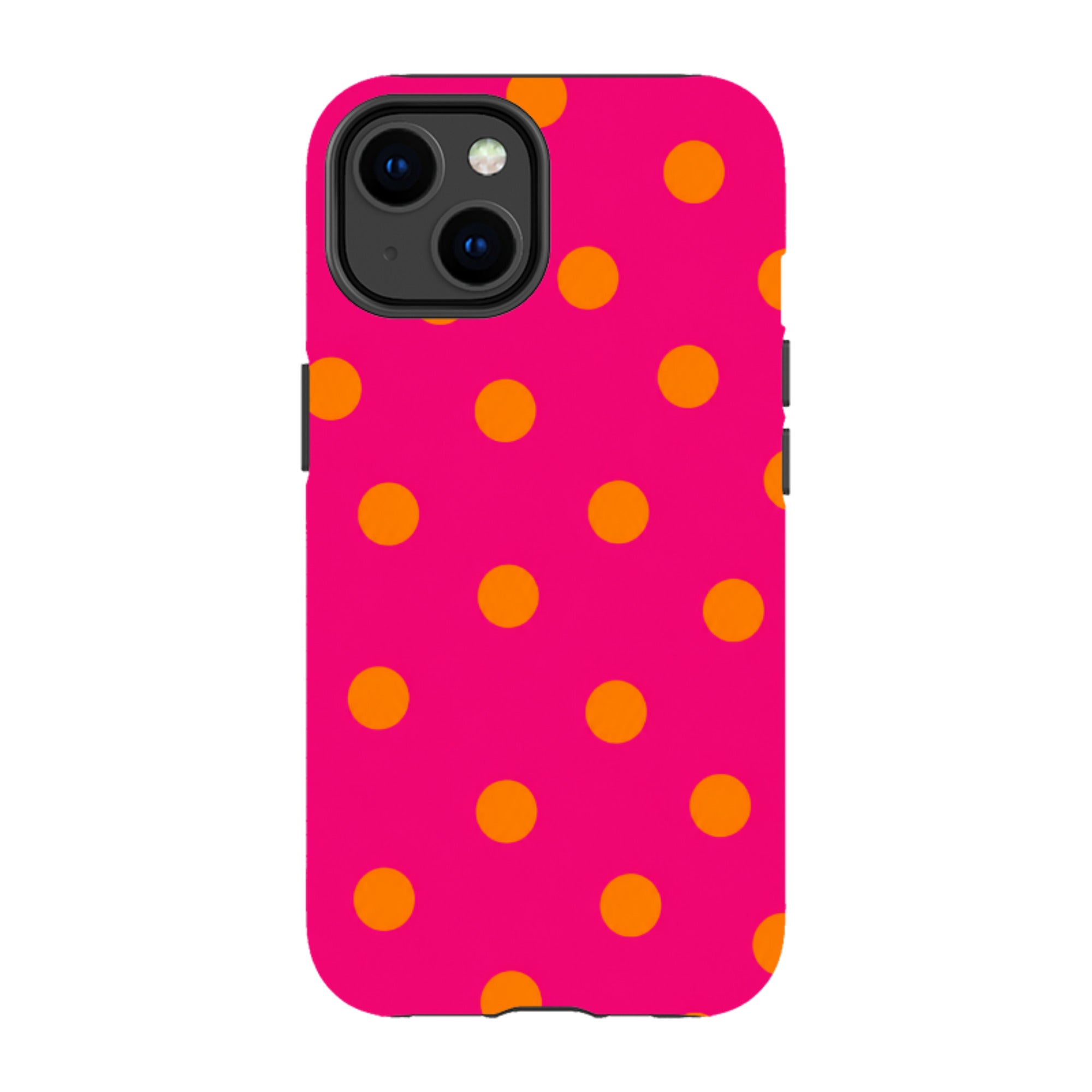 iPhone Tough Case - Hot Pink & Orange Polka Dot