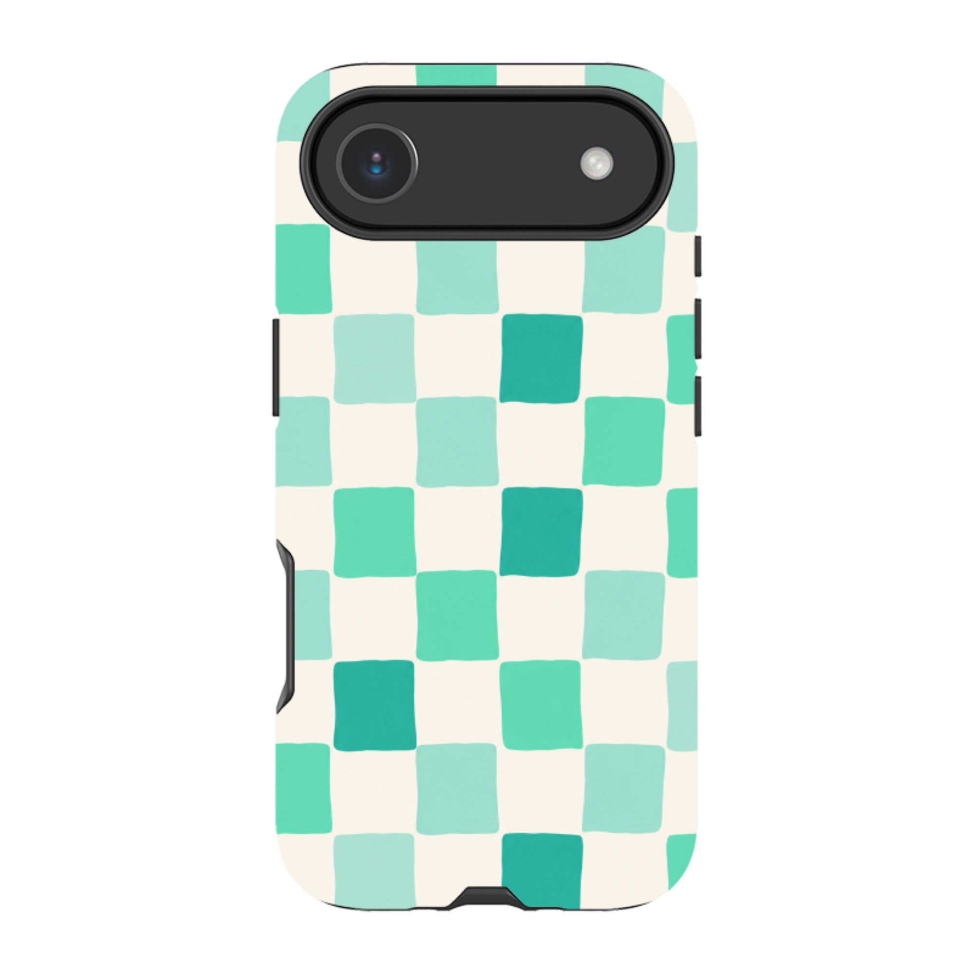 iPhone Tough Case - Mint Green Checkerboard