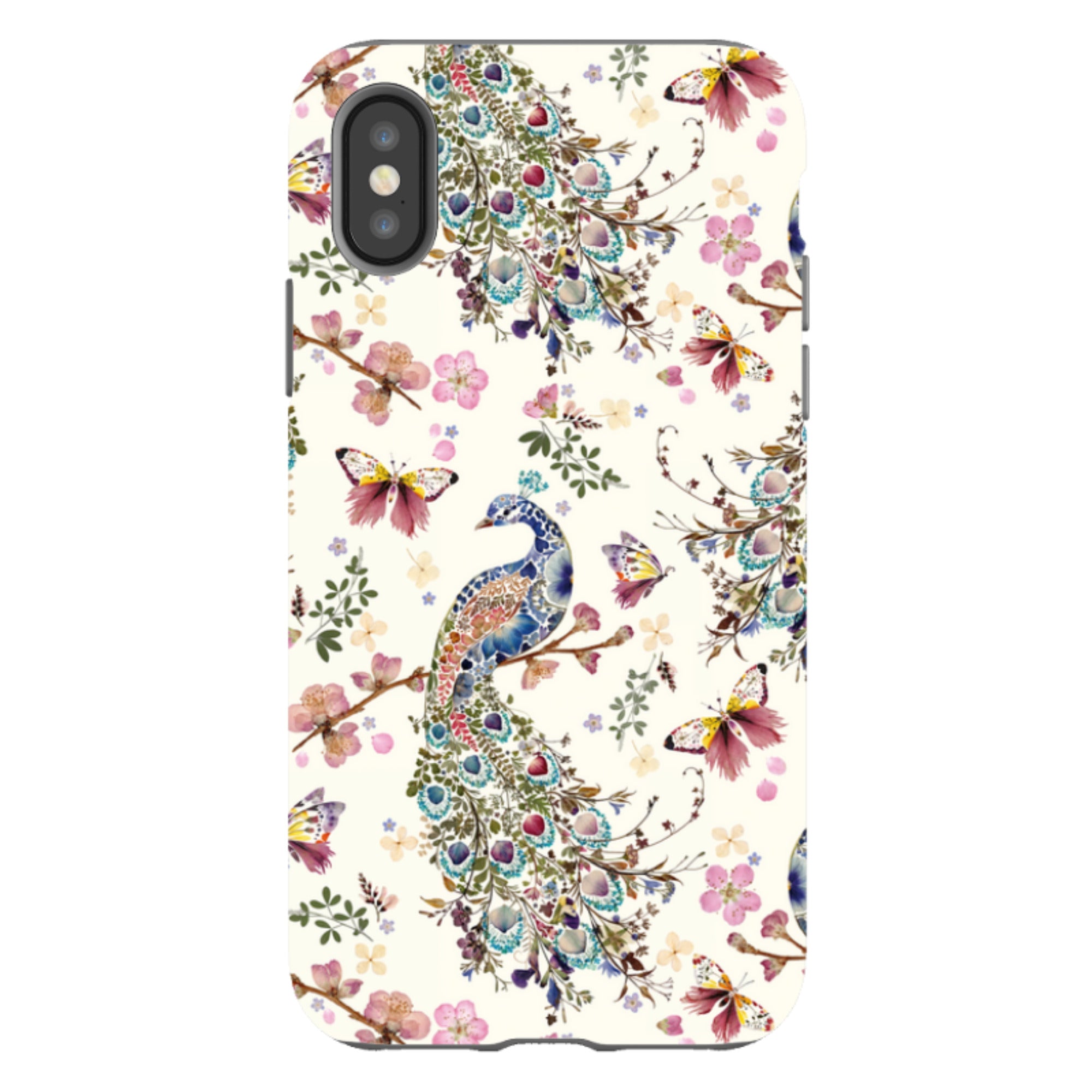 iPhone Tough Case - Peacock and Cherry Blossoms By Helen Ahpornsiri