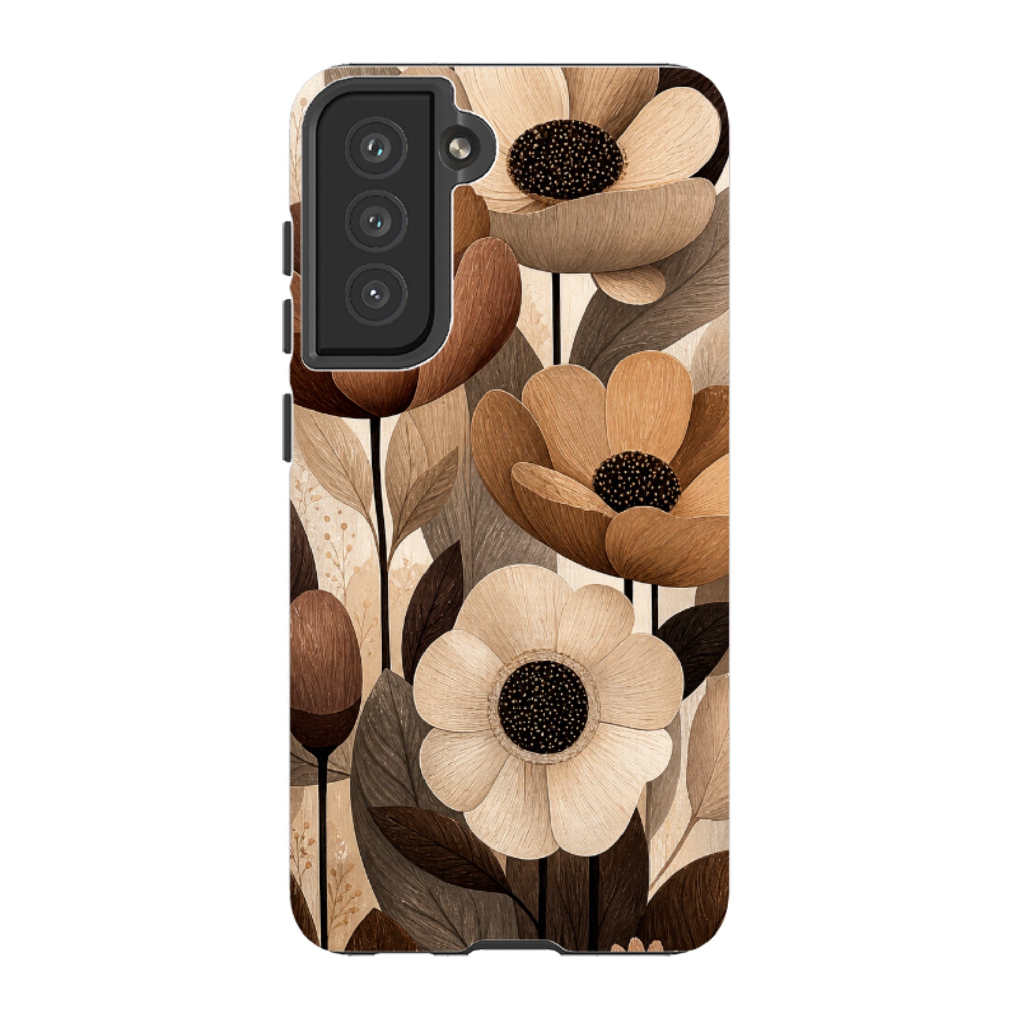 Samsung Tough Case - Chocolate Woodgrain Floral