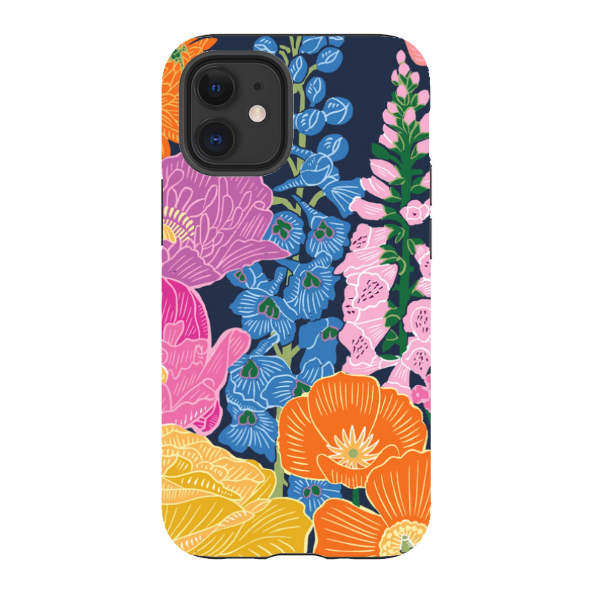 iPhone Tough Case - Flower Garden Navy By kate Heiss