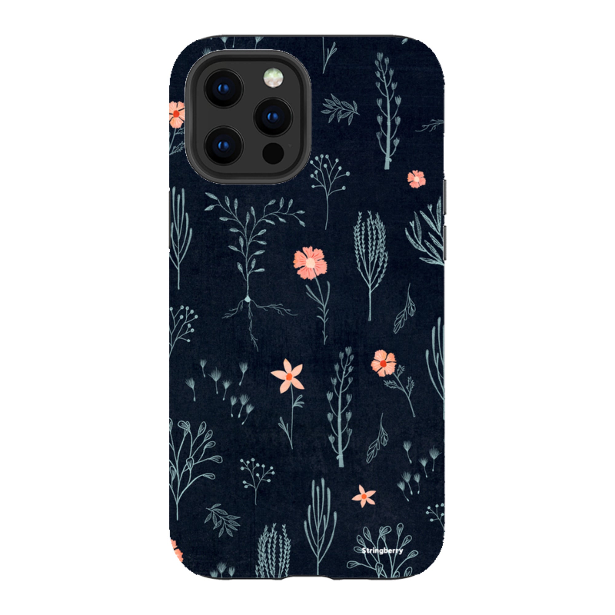iPhone Tough Case - Floral Light Blue And Pink By Katherine Quinn