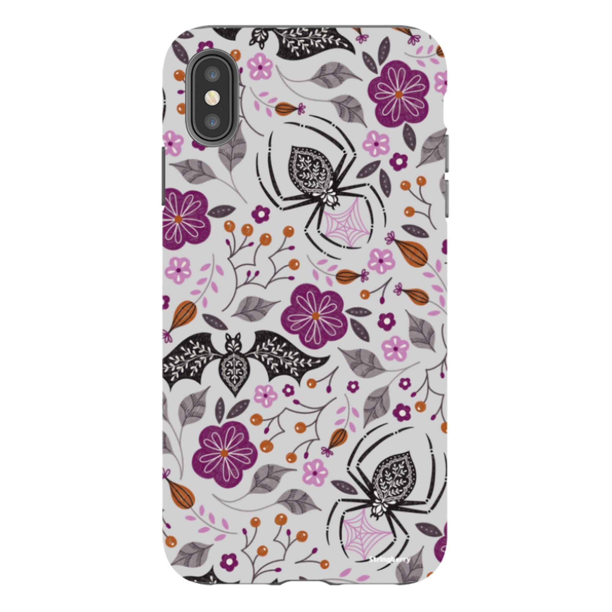 iPhone Tough Case - SpiderBat Grey By Jenny Zemanek