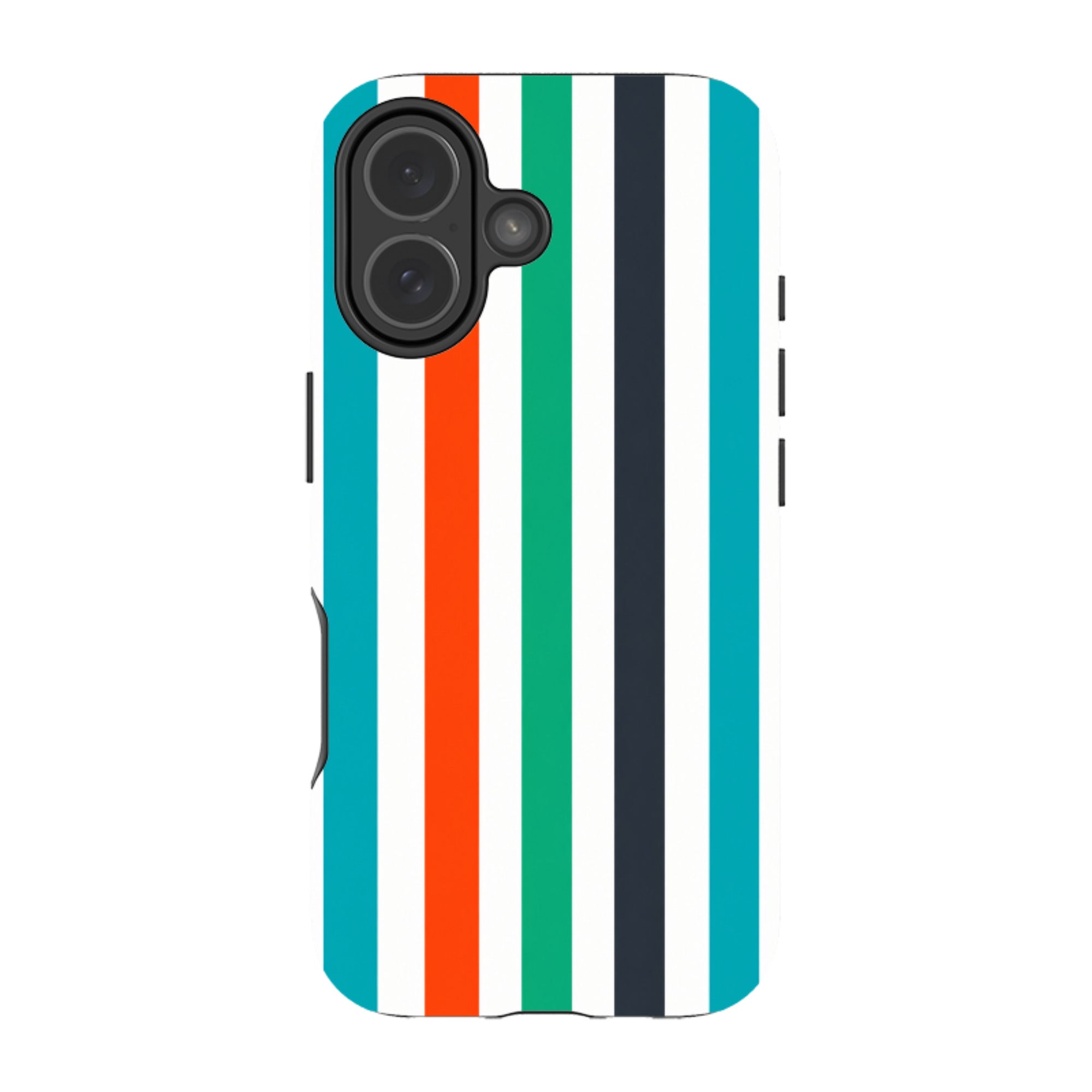 iPhone MagSafe Tough Case - Orange & Teal Stripe