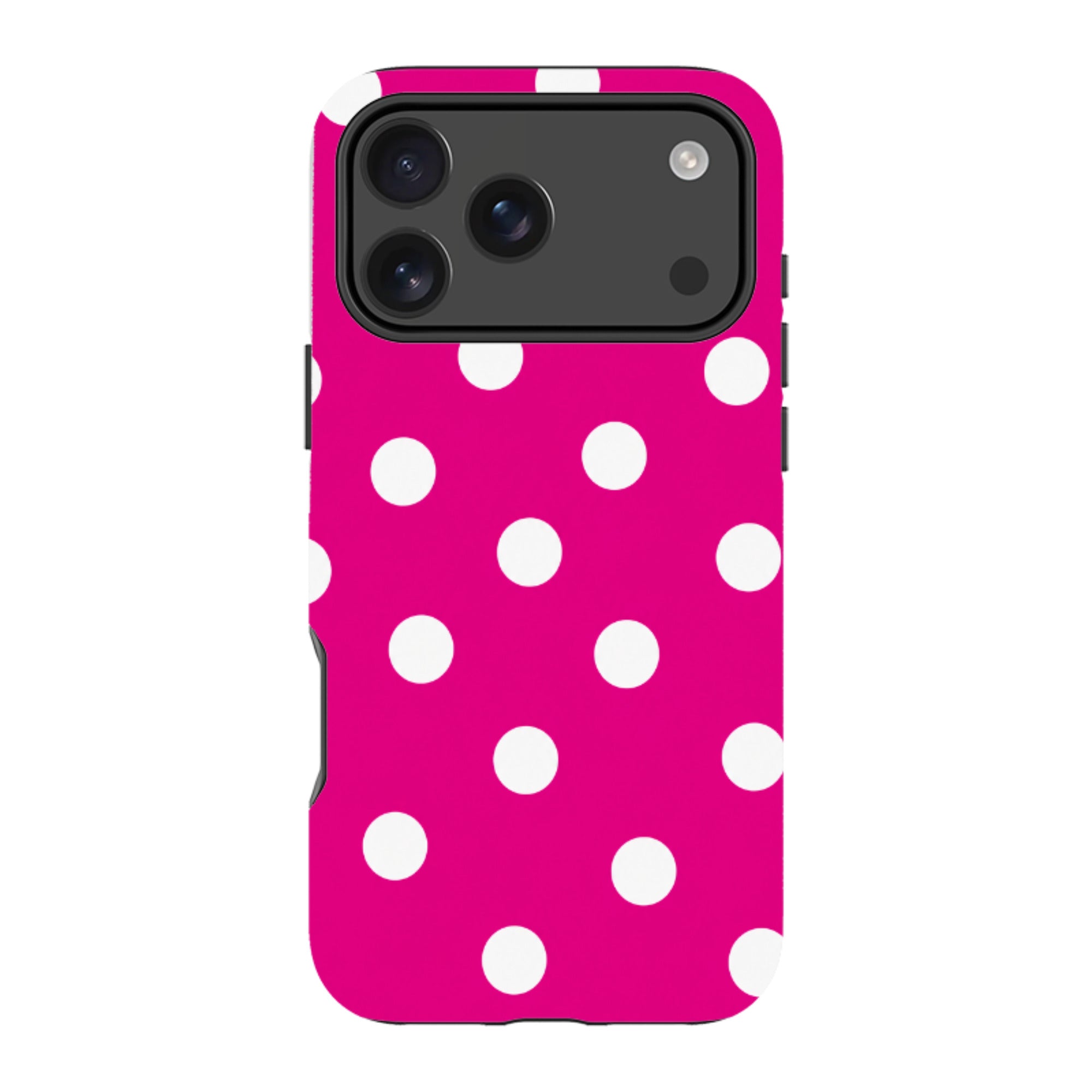 iPhone MagSafe Tough Case - Hot Pink & White Polka Dot
