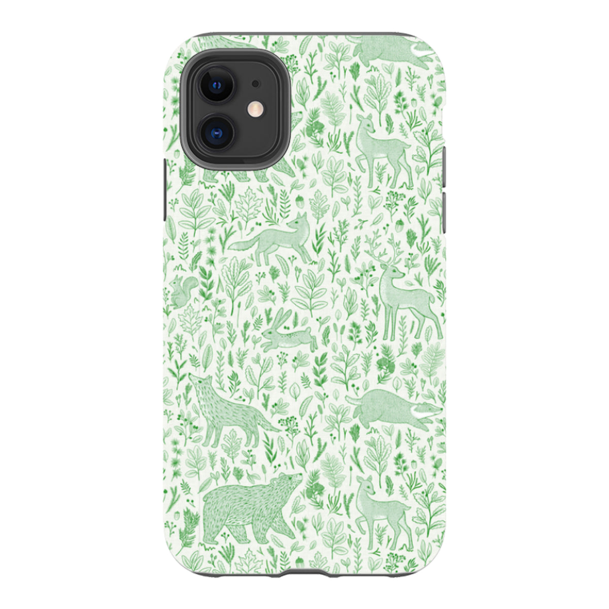 iPhone Tough Case - Forest animals green By Katherine Quinn