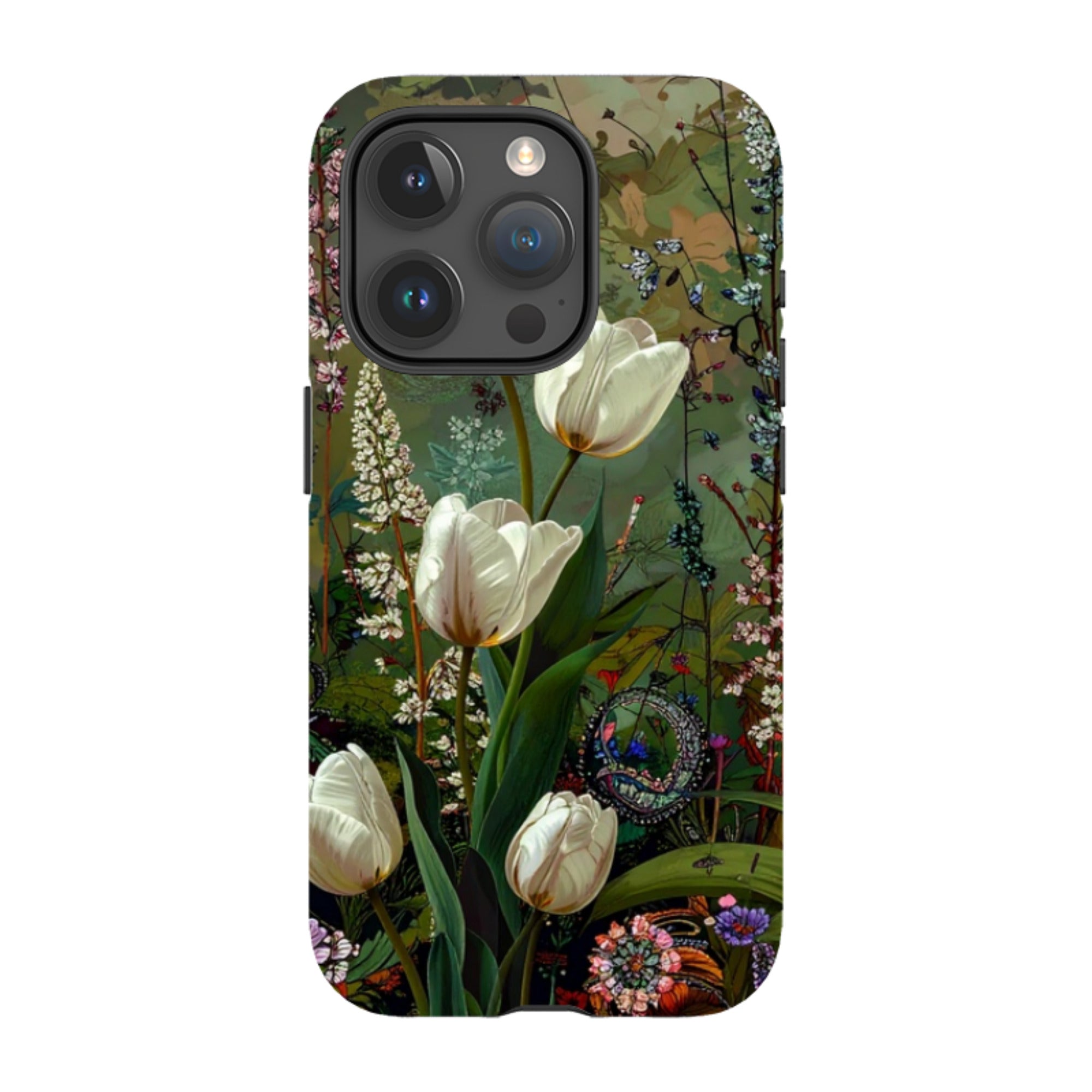 iPhone MagSafe Tough Case - Green Vyne White Tulips
