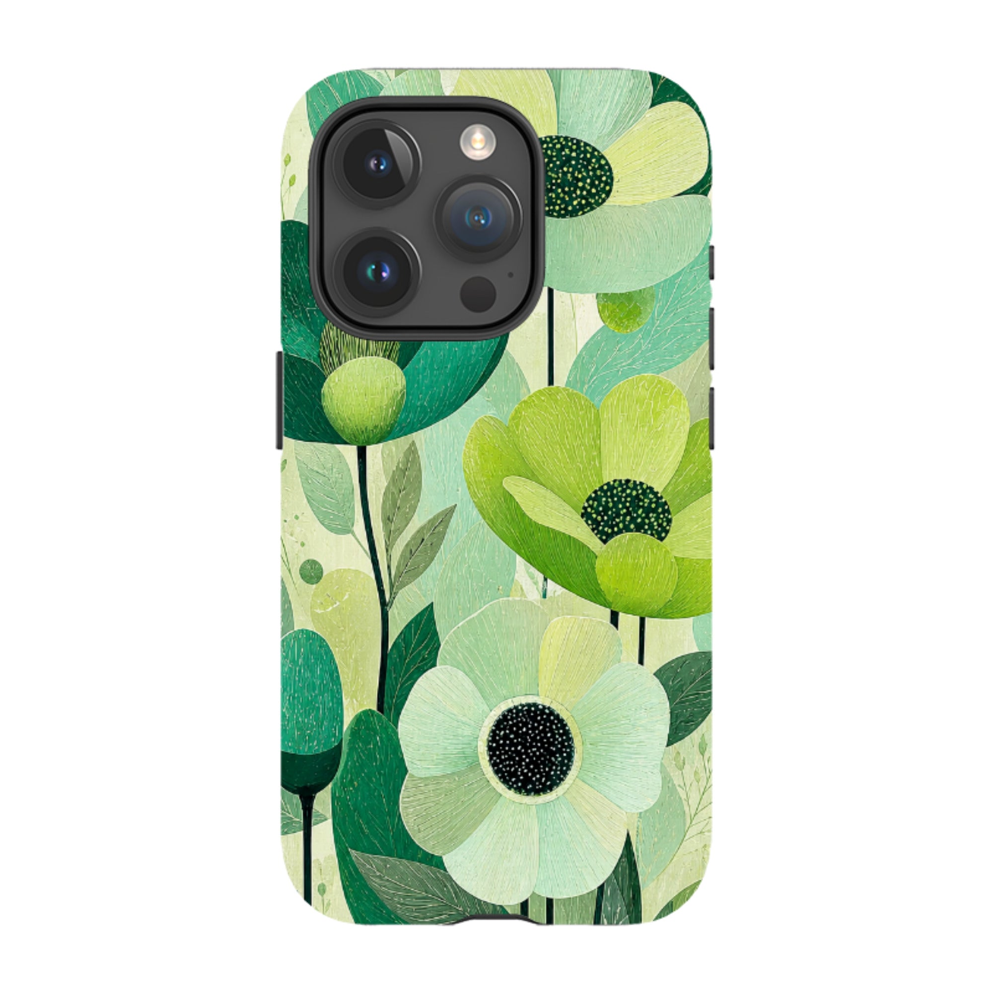 iPhone Tough Case - Mint Woodgrain Floral
