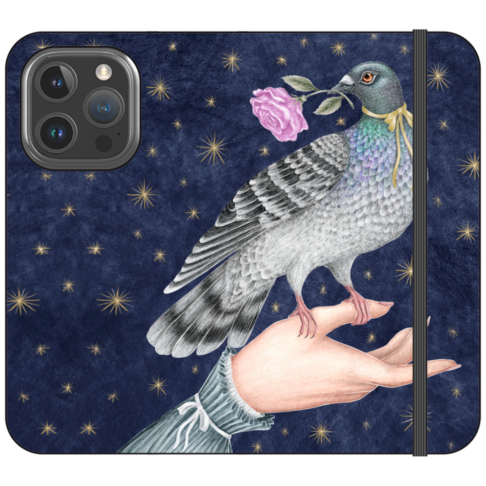 Pigeon With Rose Wallet Case By Catherine Rowe