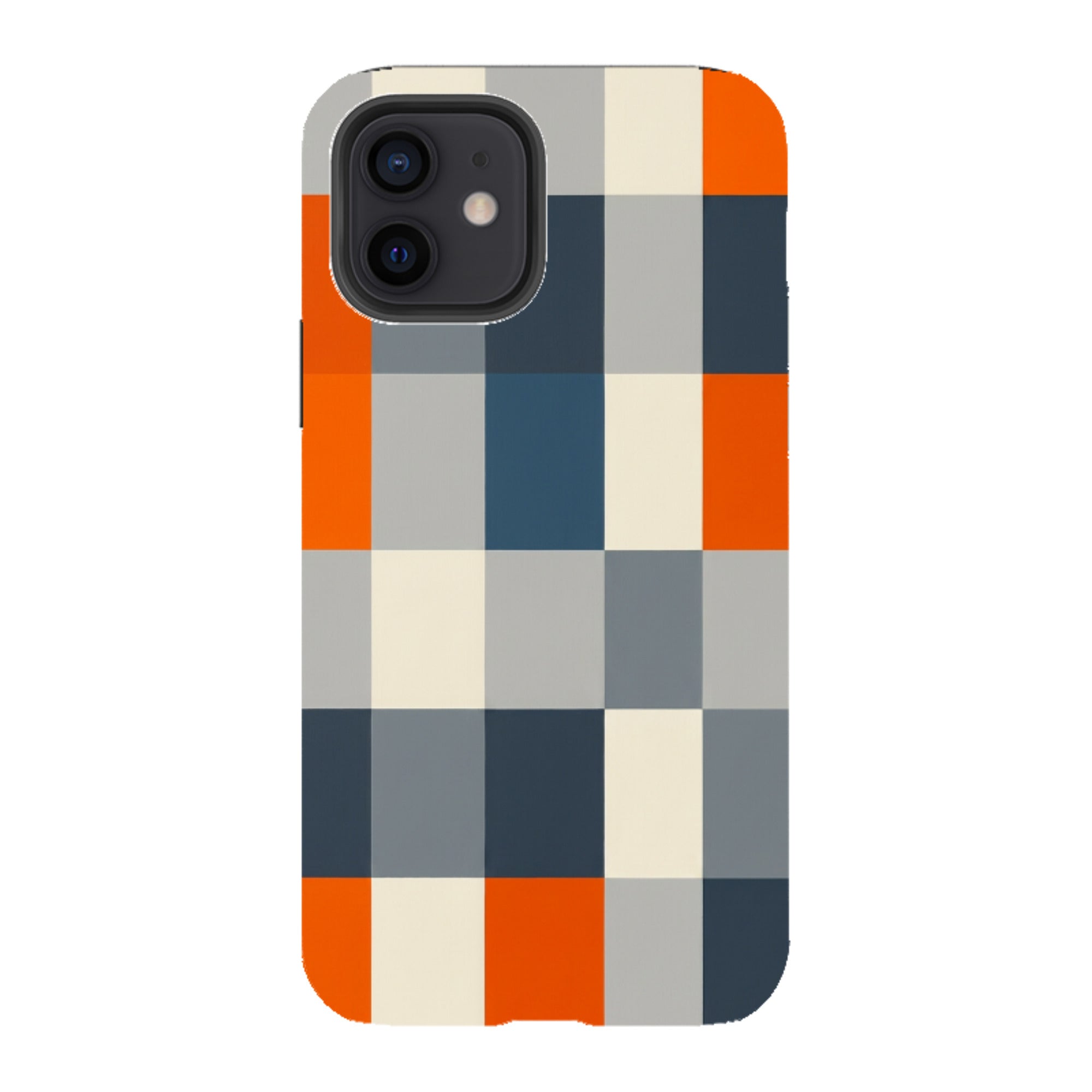 iPhone Tough Case - Navy Blue & Orange Plaid