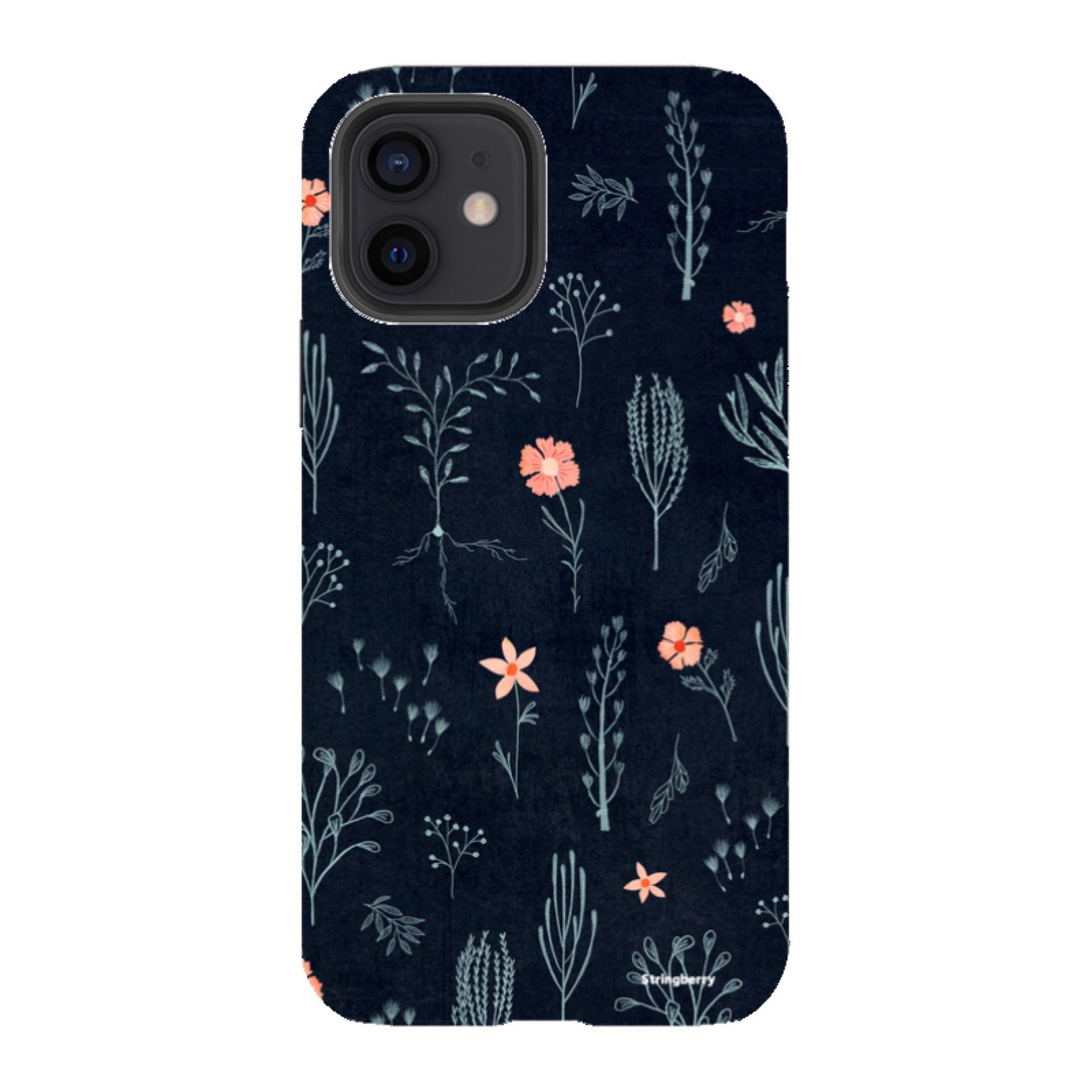 iPhone Tough Case - Floral Light Blue And Pink By Katherine Quinn