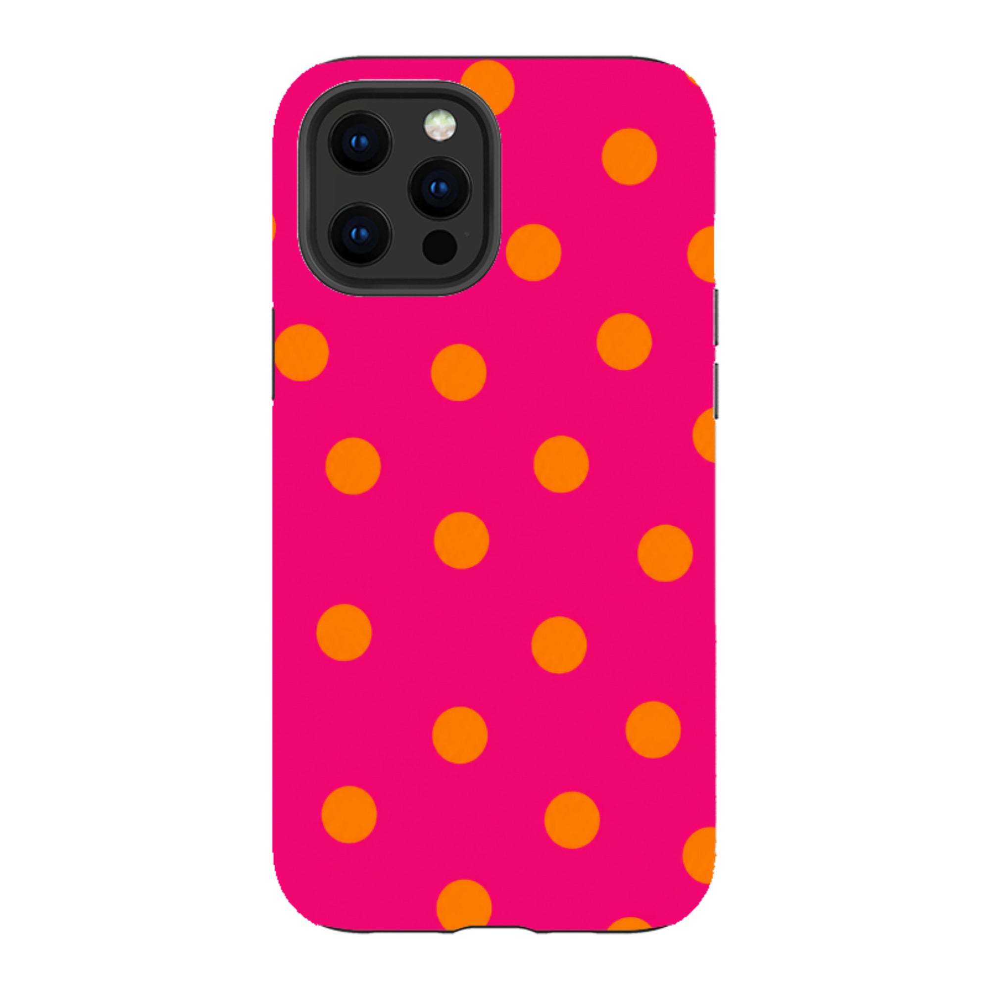 iPhone Tough Case - Hot Pink & Orange Polka Dot
