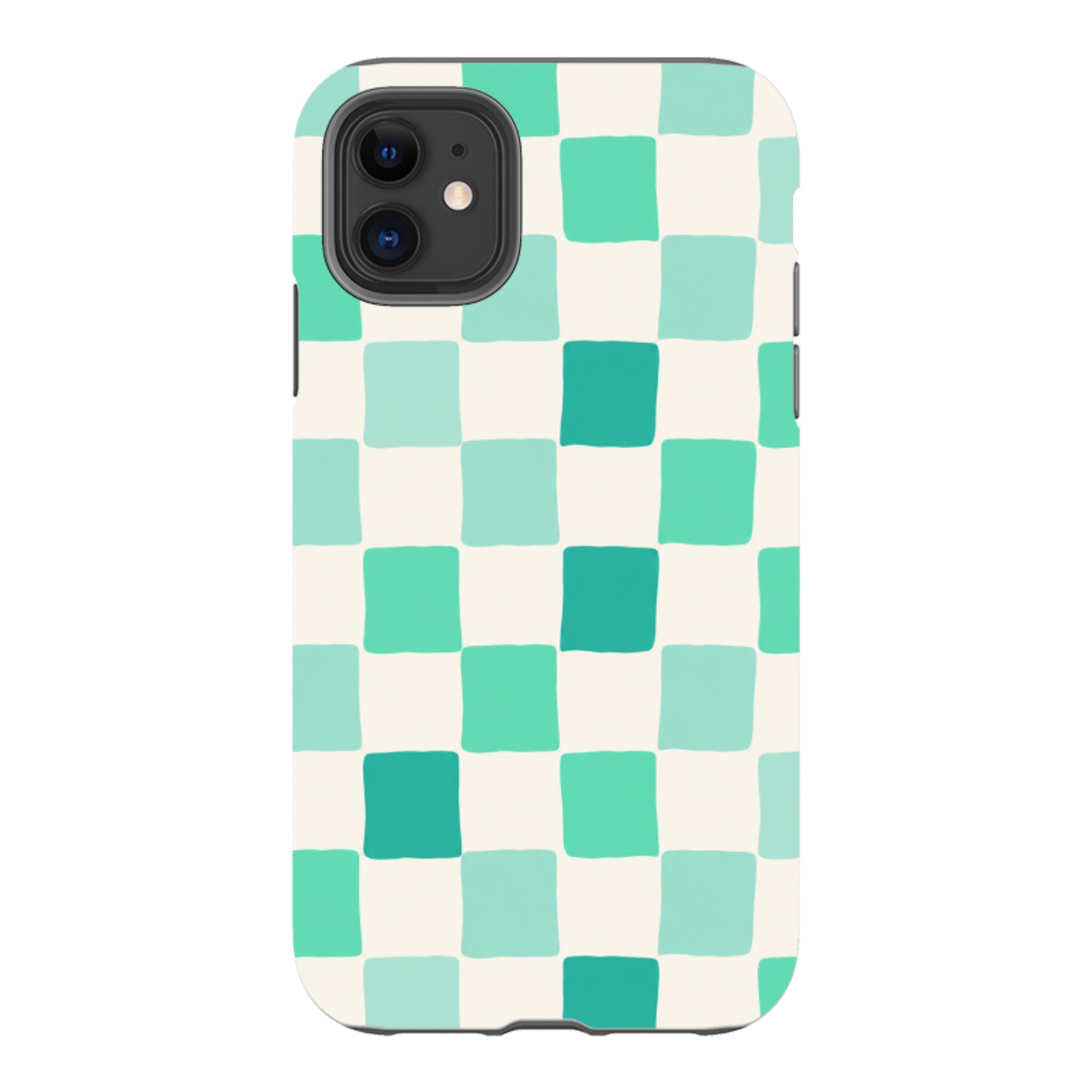 iPhone Tough Case - Mint Green Checkerboard