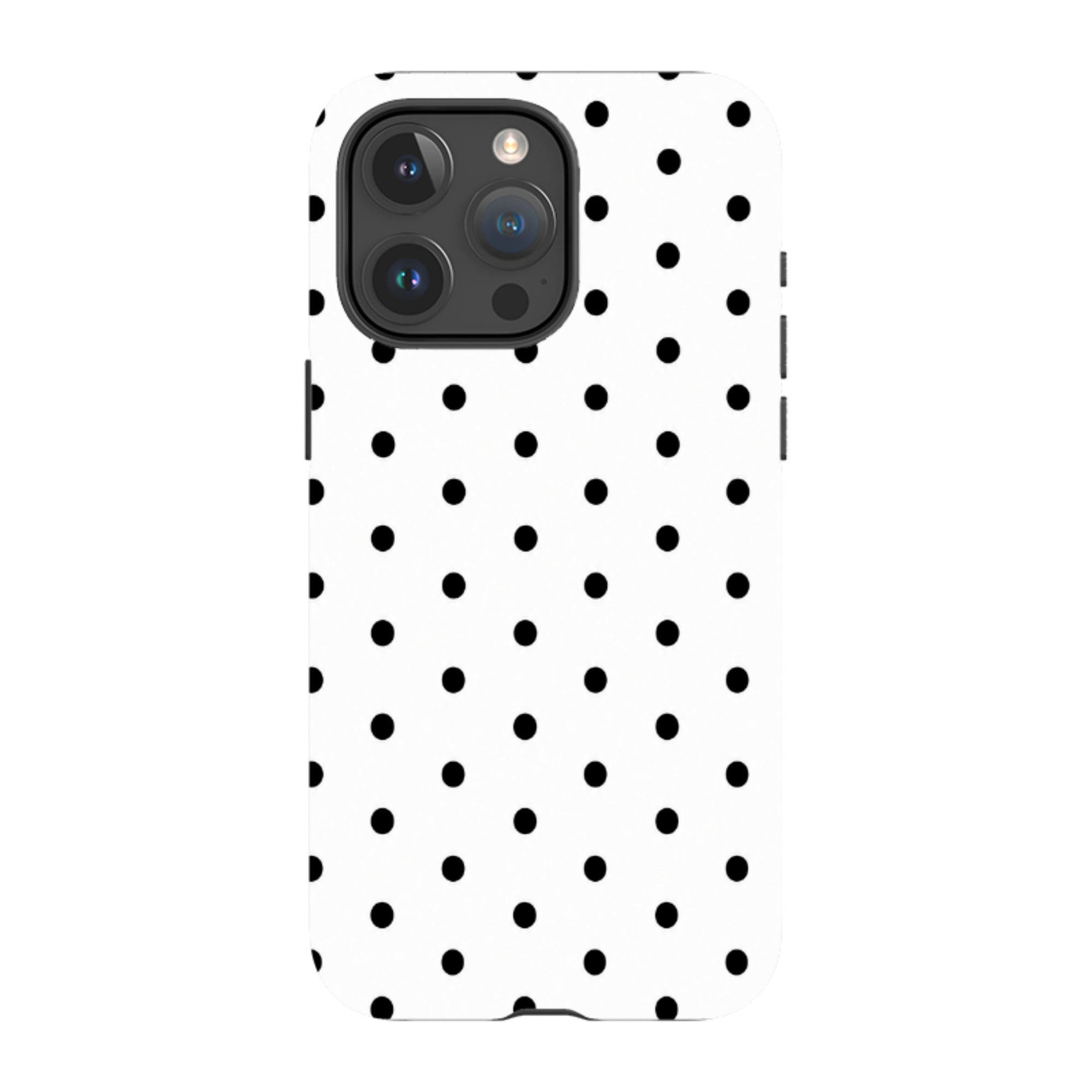 iPhone Tough Case - White & Black Polka Dot