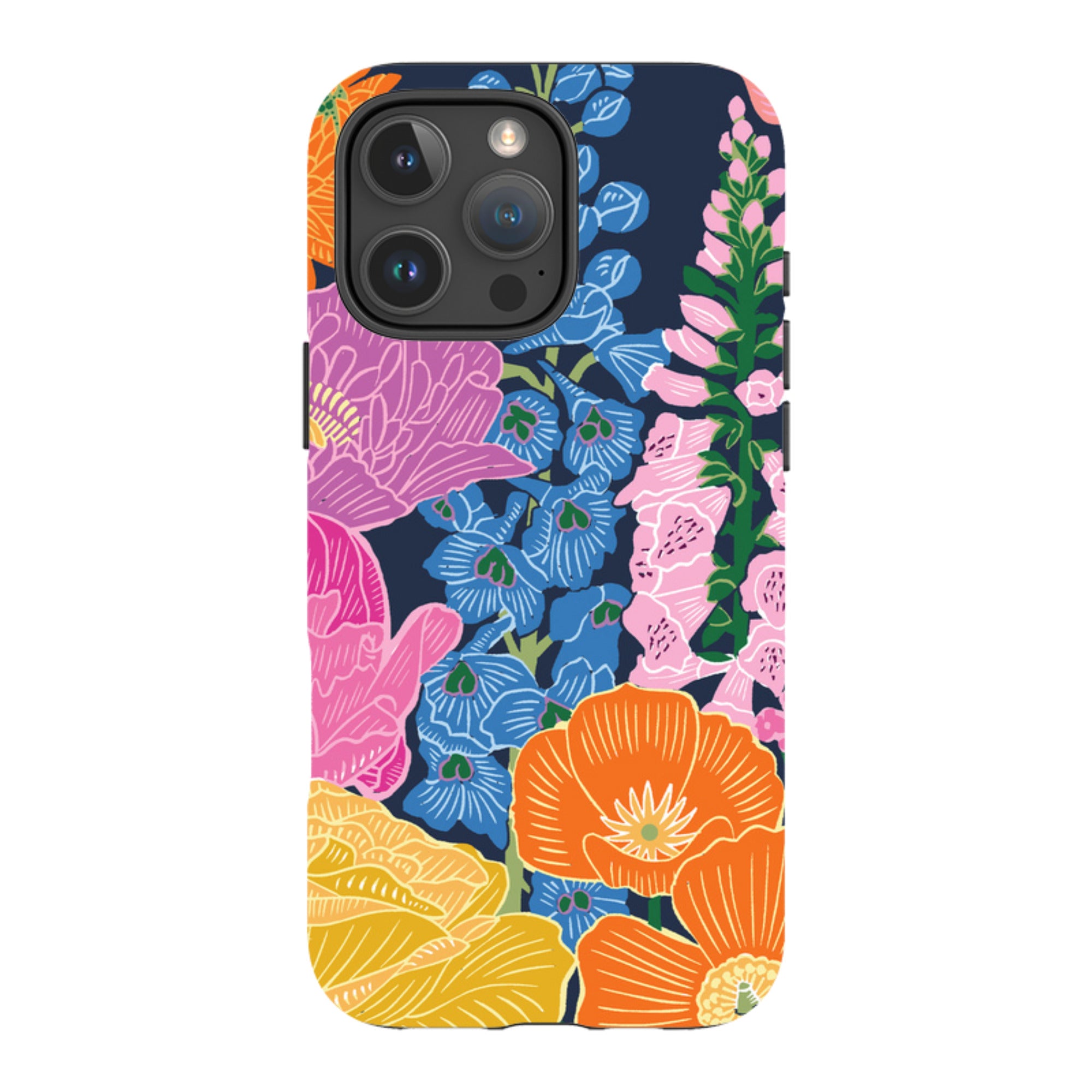 iPhone Tough Case - Flower Garden Navy By kate Heiss