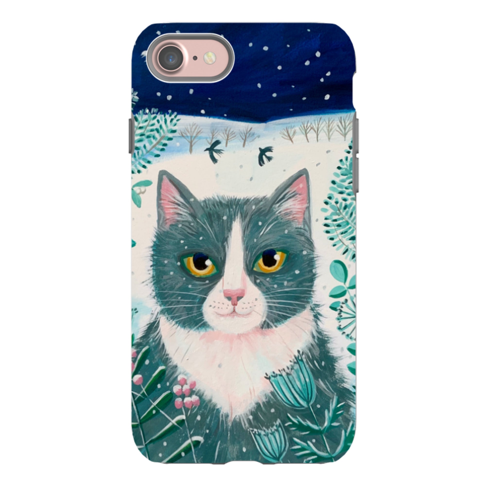 iPhone Tough Case - Xmas Cat By Mary Stubberfield