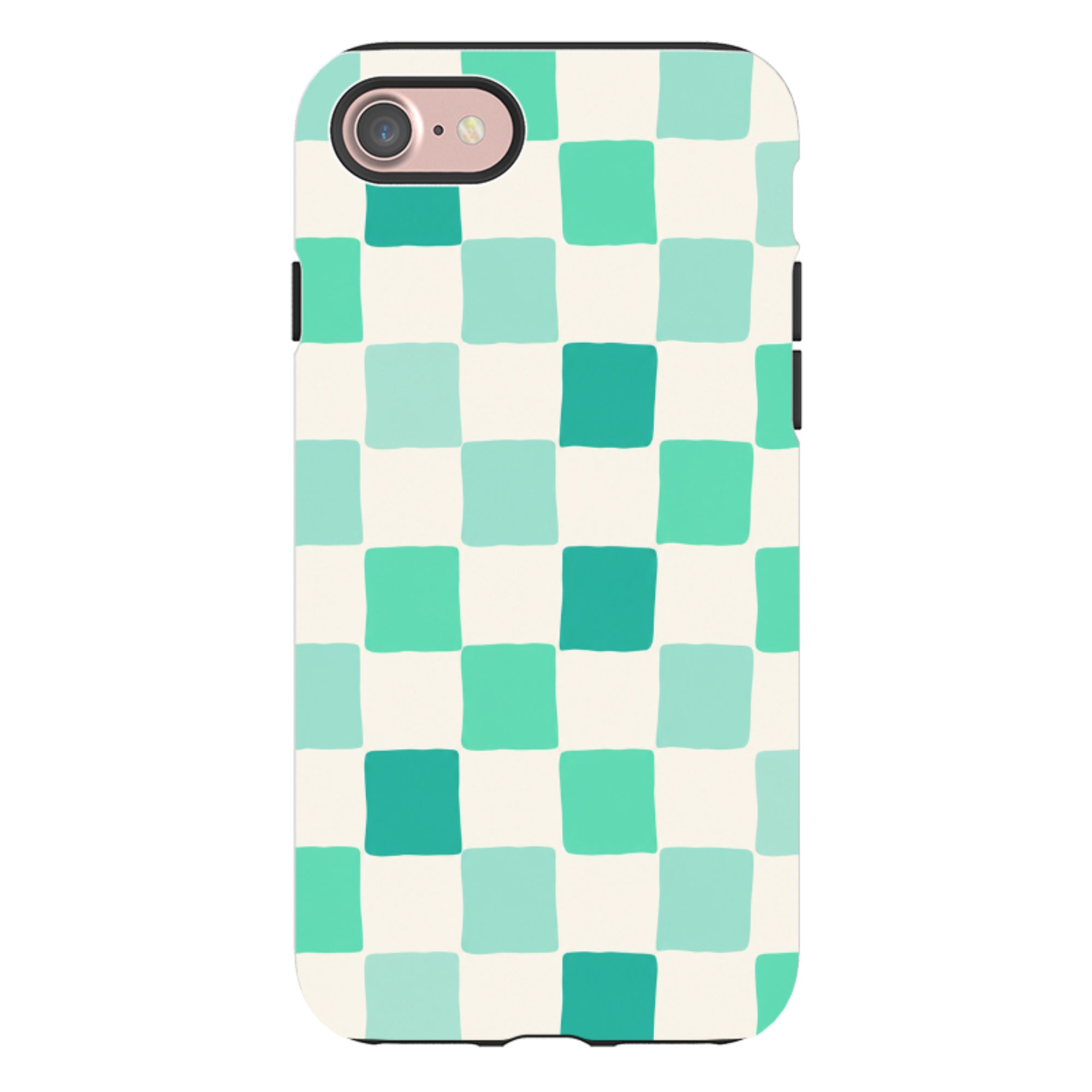iPhone Tough Case - Mint Green Checkerboard