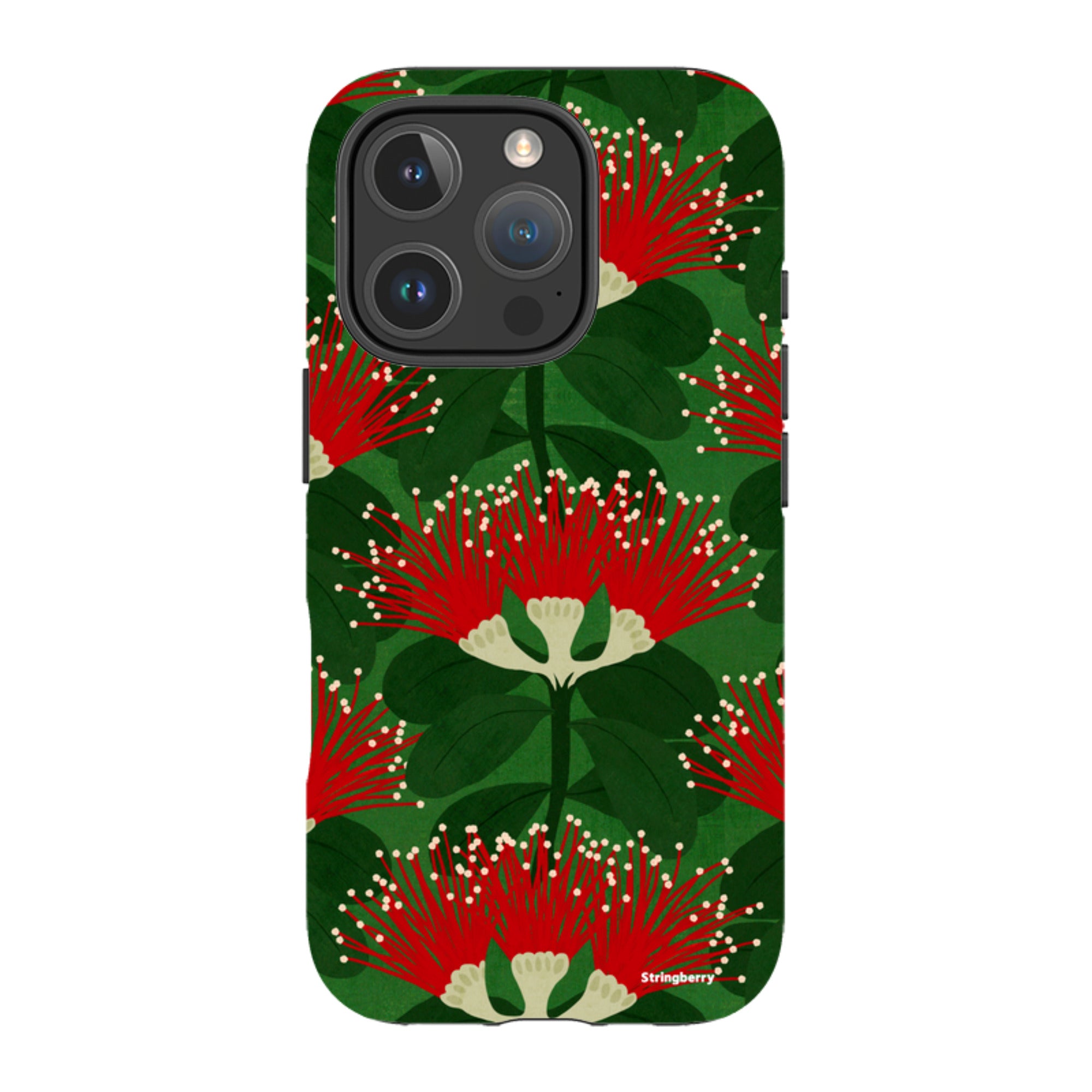 iPhone MagSafe Tough Case - Pohutukawa Green and Red By Katherine Quinn