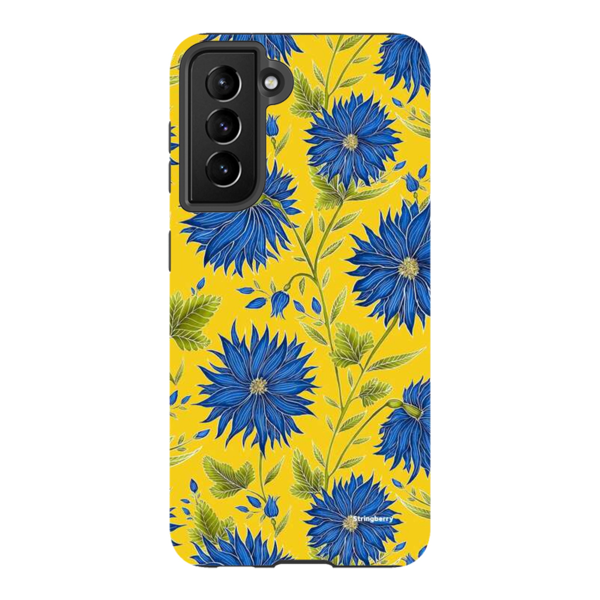 Samsung Tough Case - Blue Flowers Yellow By Catherine Rowe