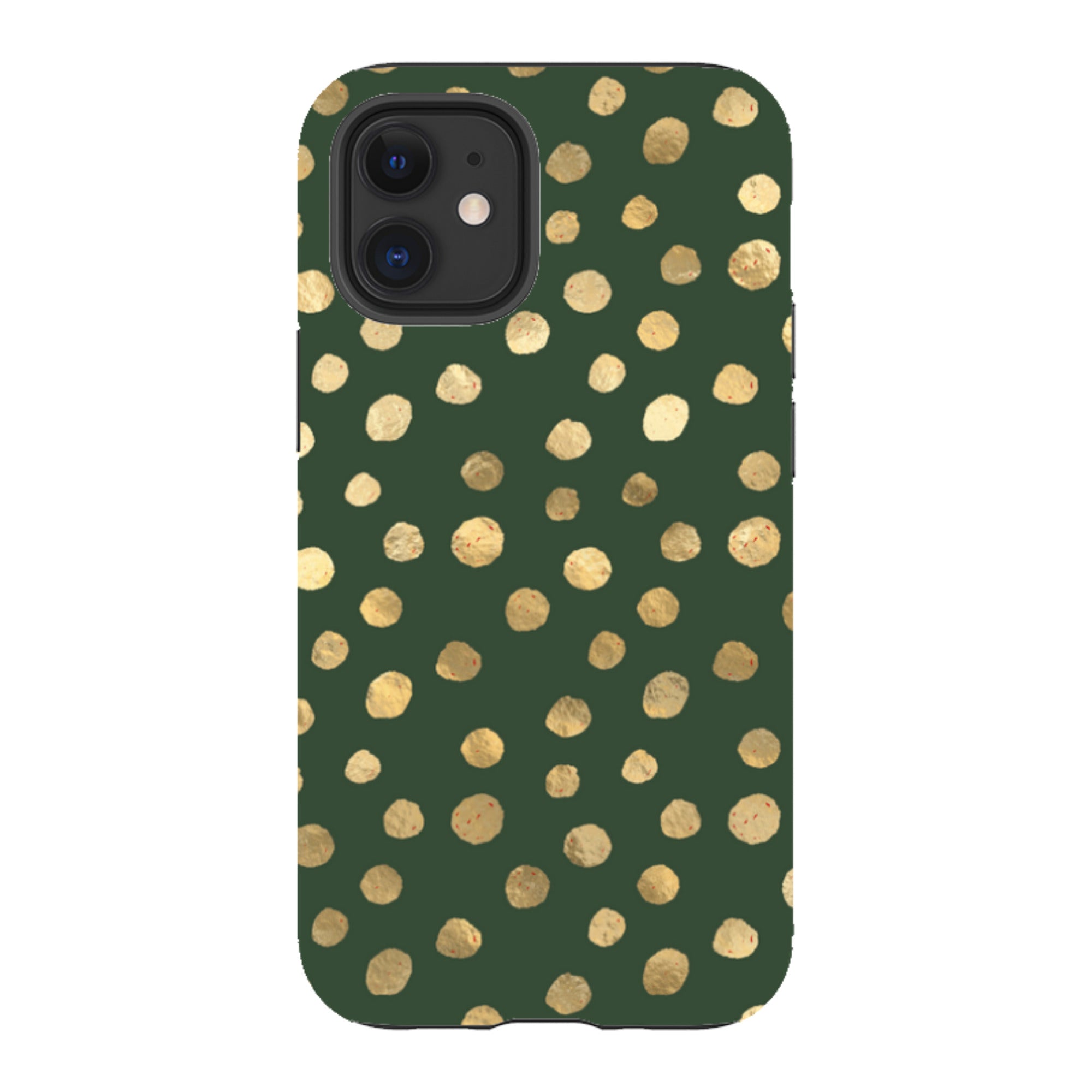 iPhone Tough Case - Green and Gold Dots