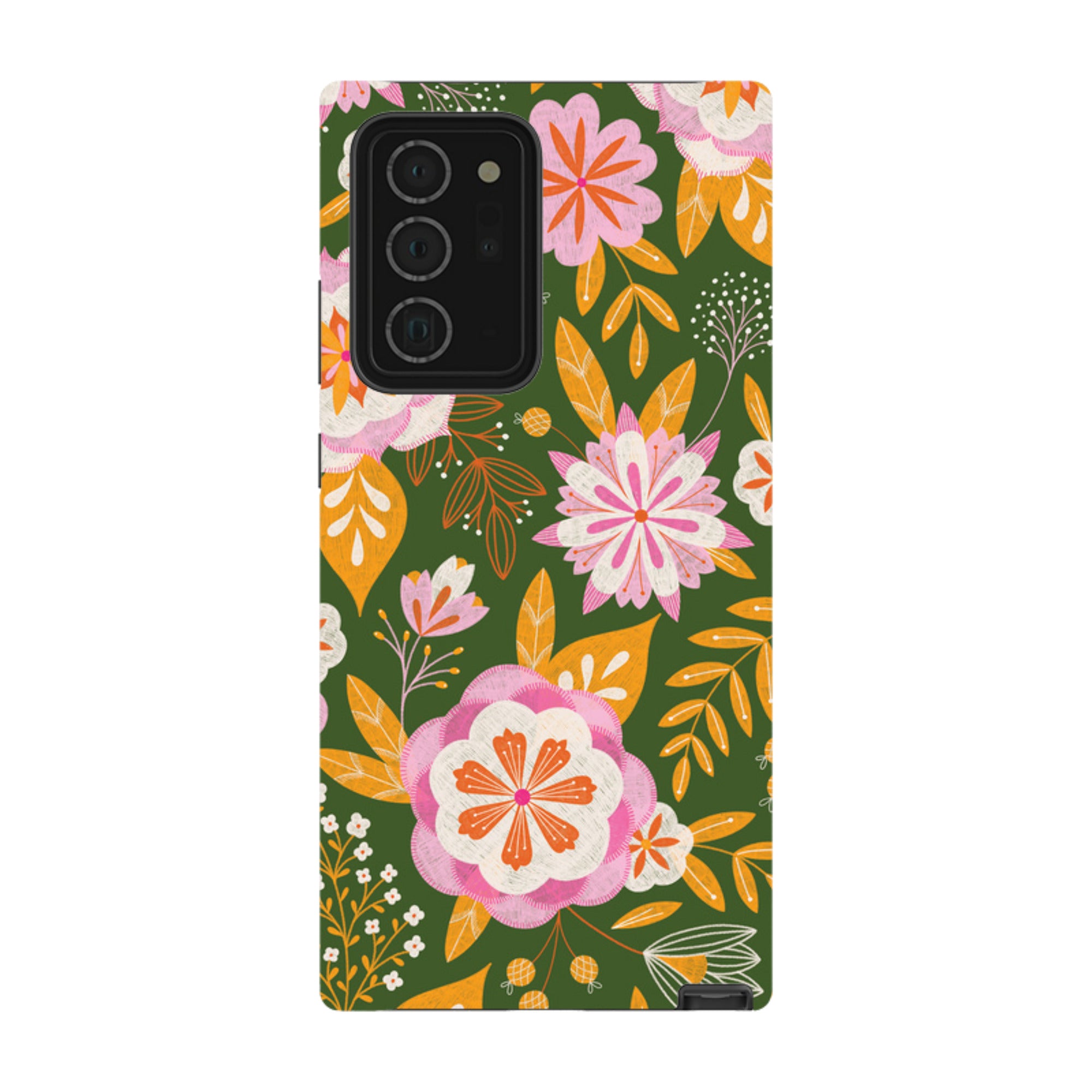 Samsung Tough Case - Big Bold Blooms Green By Jenny Zemanek
