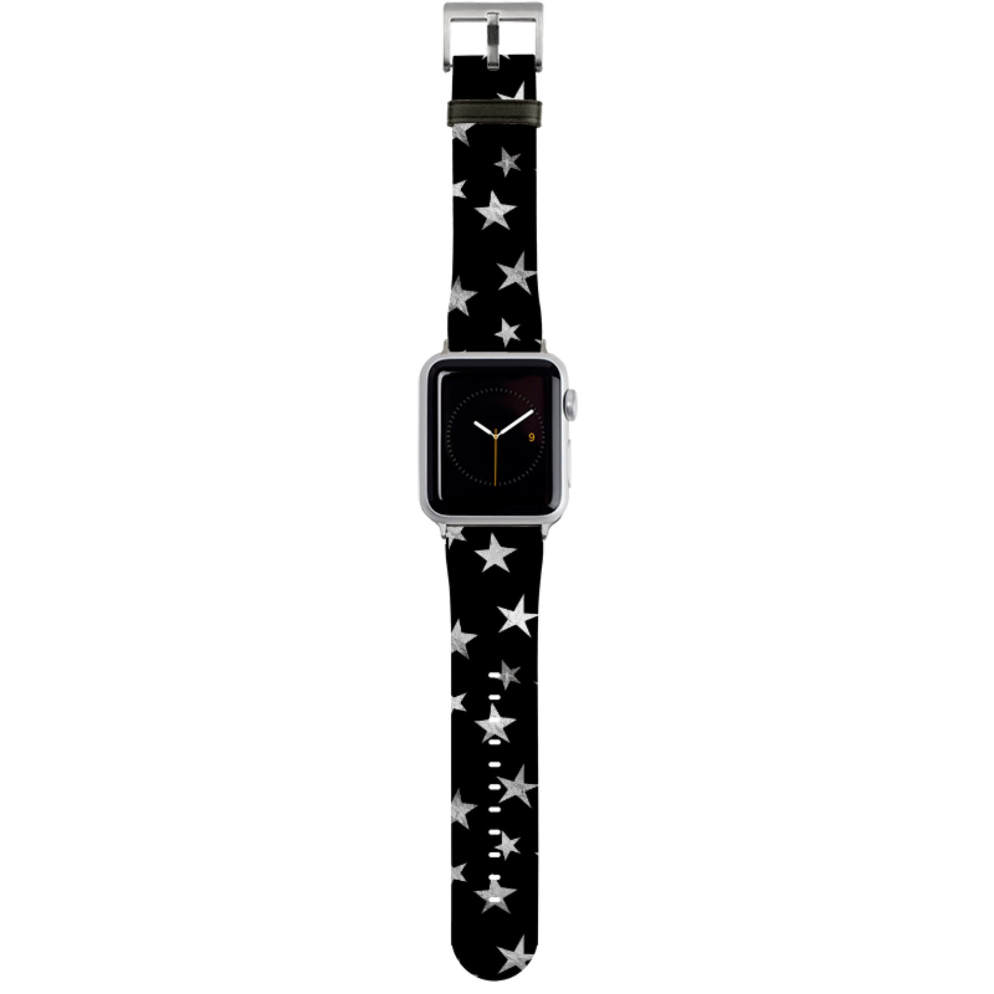 Black and Silver Stars Apple Watch Strap