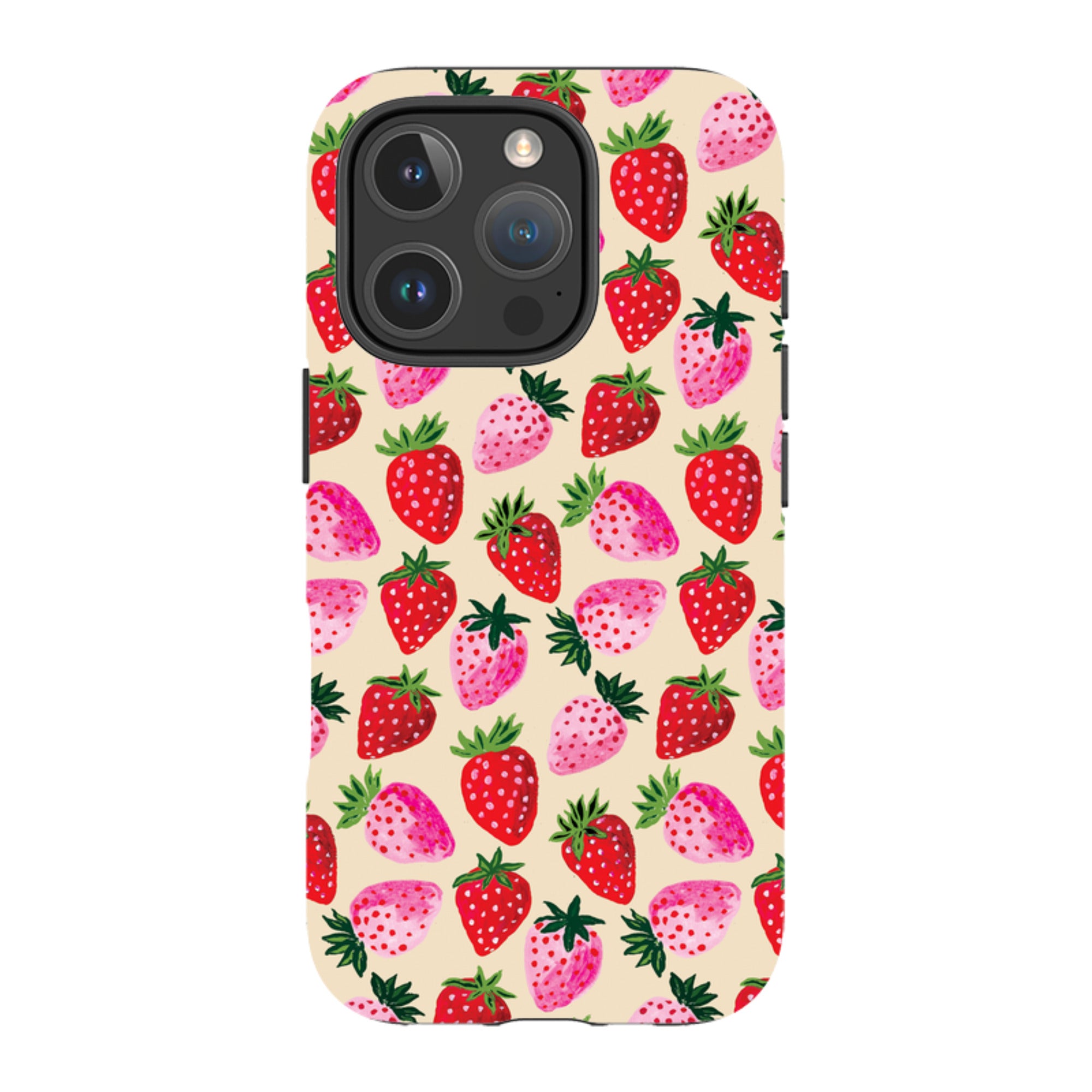 iPhone MagSafe Tough Case - Strawberry Scatter Cream By Emma Frances Grant