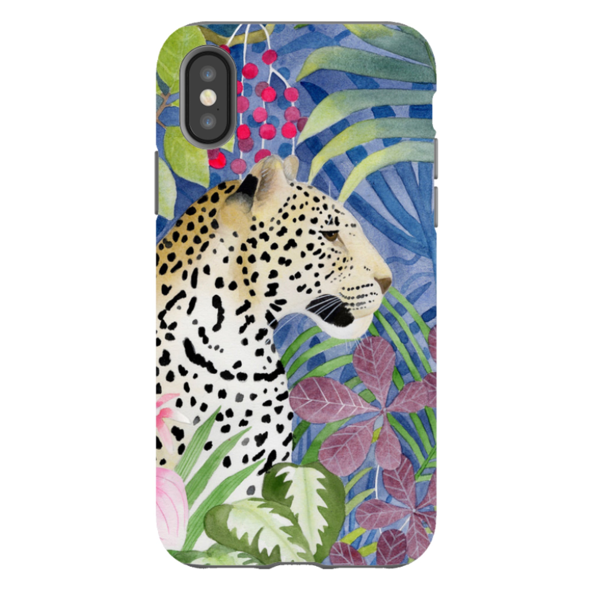 iPhone Tough Case - Blue Jungle Leopard By Bex Parkin