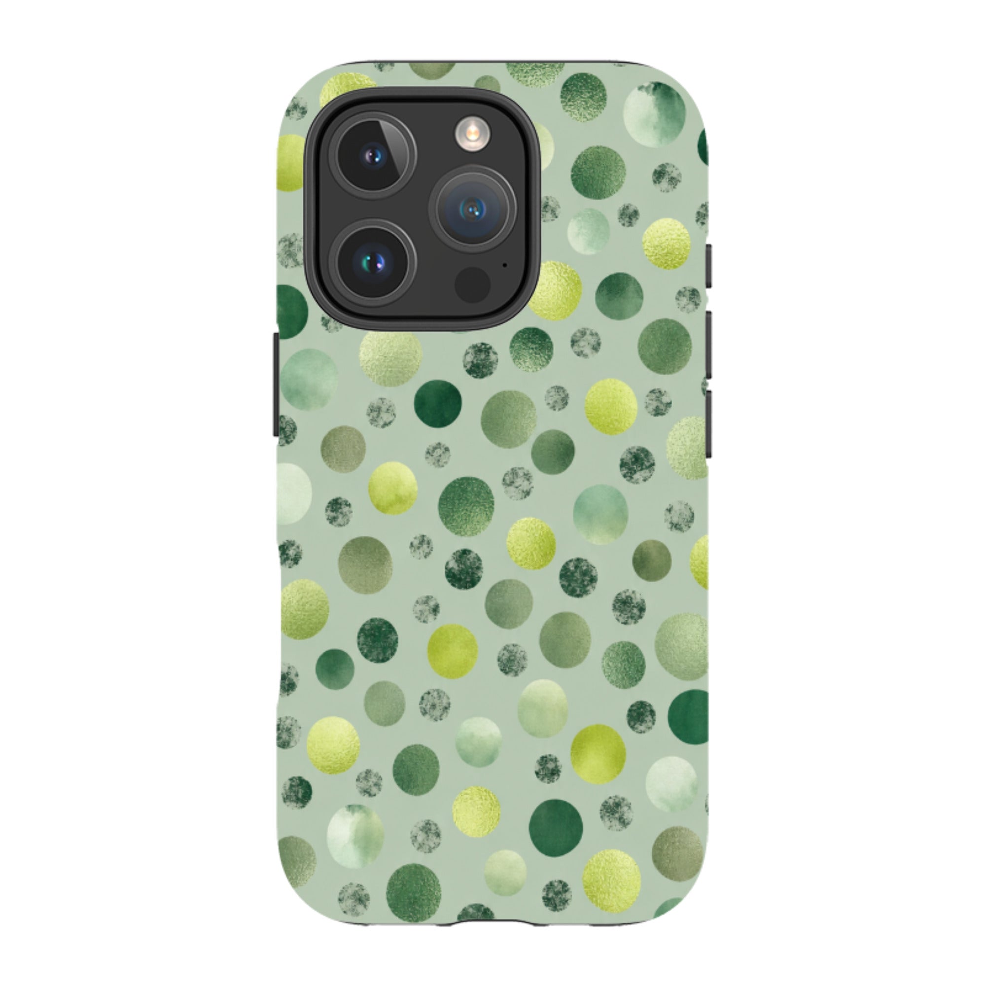 iPhone Tough Case - Sage Green Polka Dot