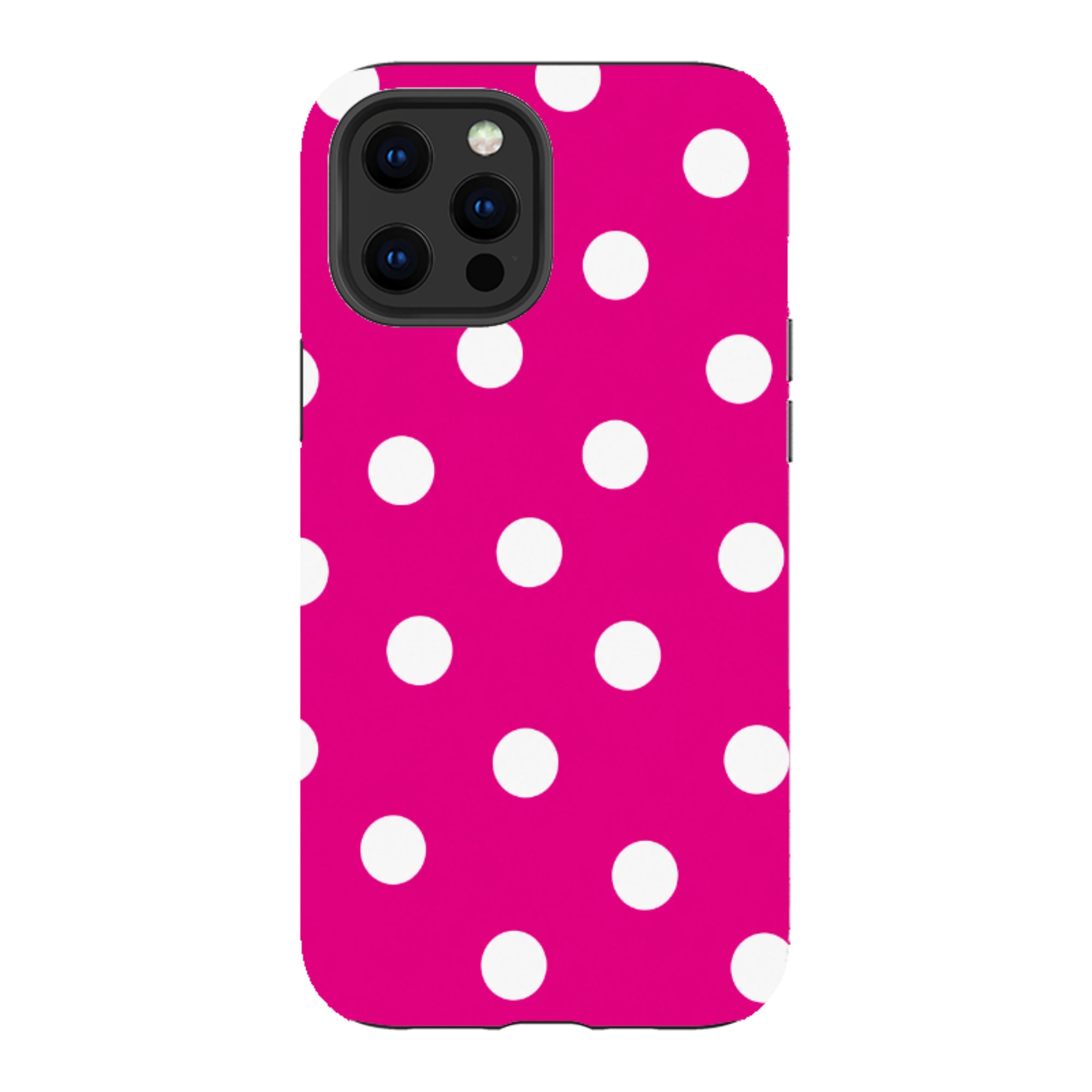 iPhone Tough Case - Hot Pink & White Polka Dot