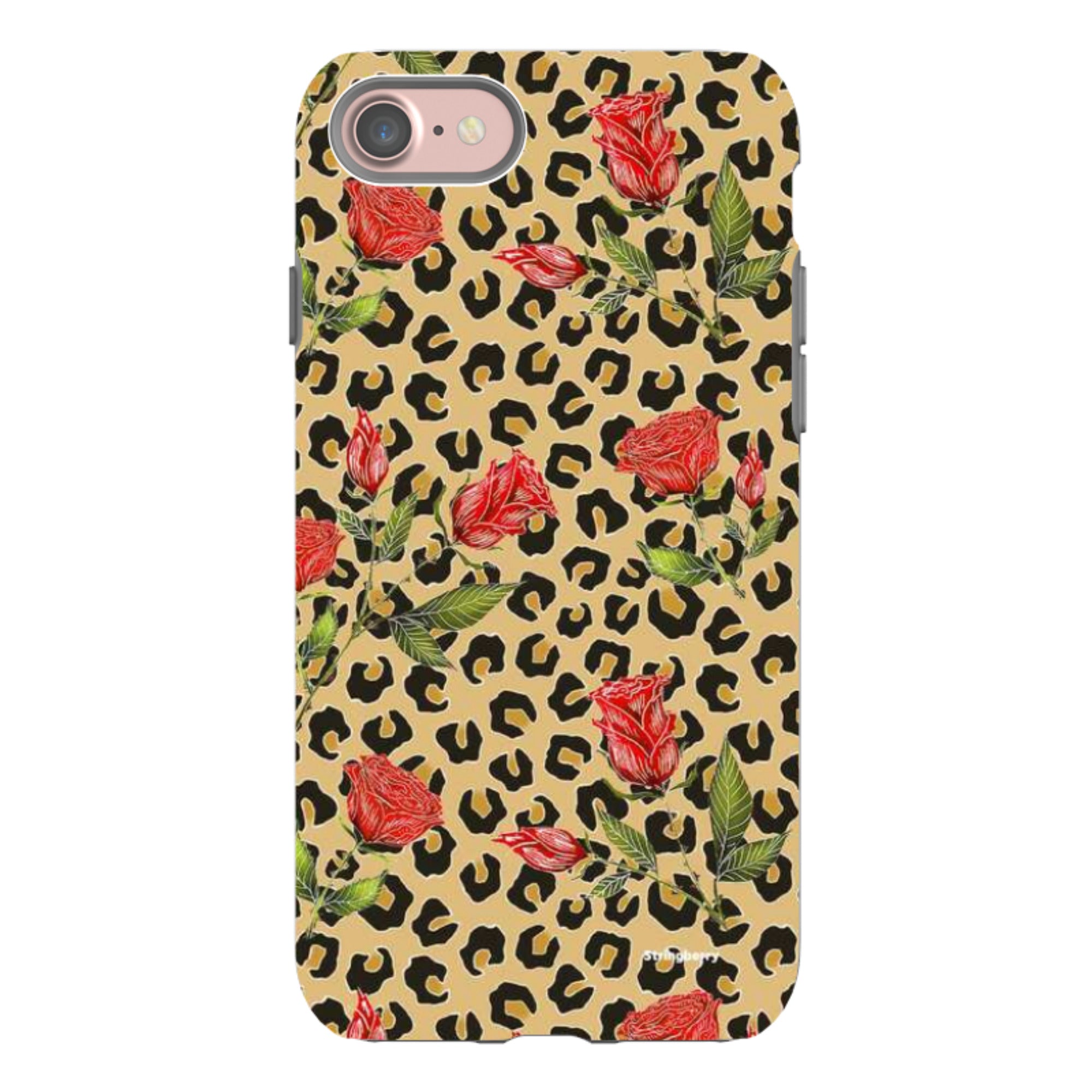 iPhone Tough Case - Leopard Print Rose Pattern By Catherine Rowe