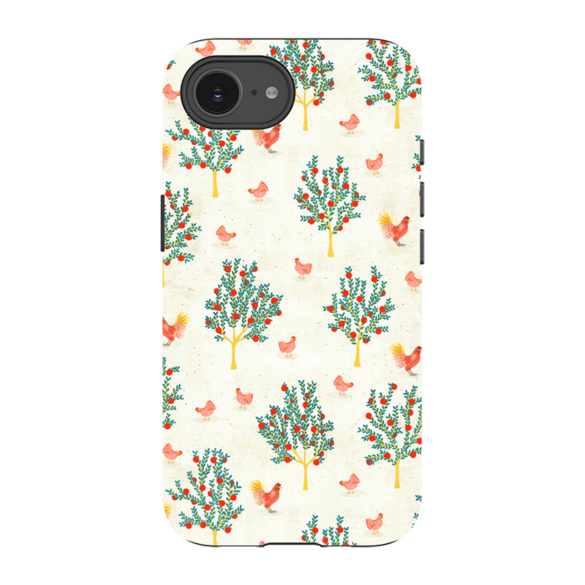 iPhone Tough Case - Apple Trees and Chickens Cream By Katherine Quinn