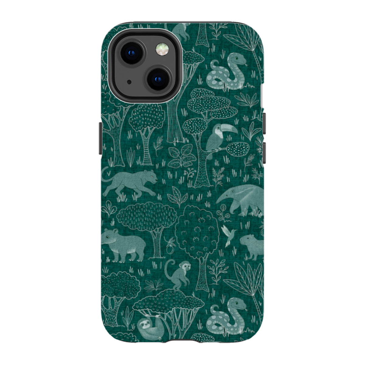iPhone Tough Case - Tropical Jungle Animals teal By Katherine Quinn