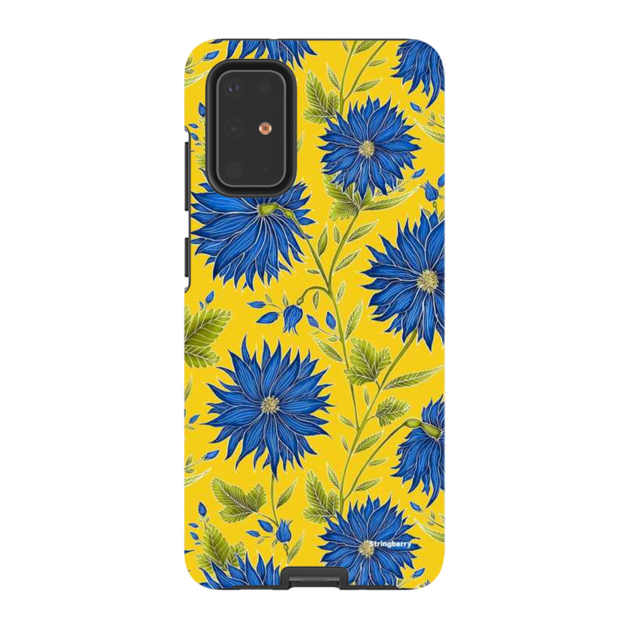 Samsung Tough Case - Blue Flowers Yellow By Catherine Rowe