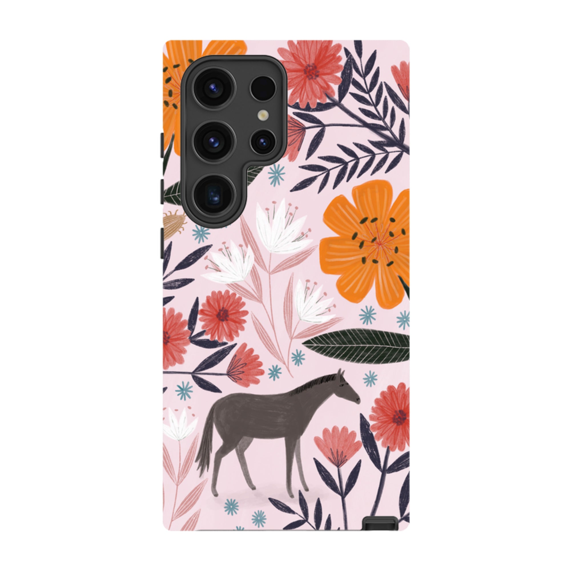 Samsung Tough Case - Pink Horse Floral By Lee Foster Wilson