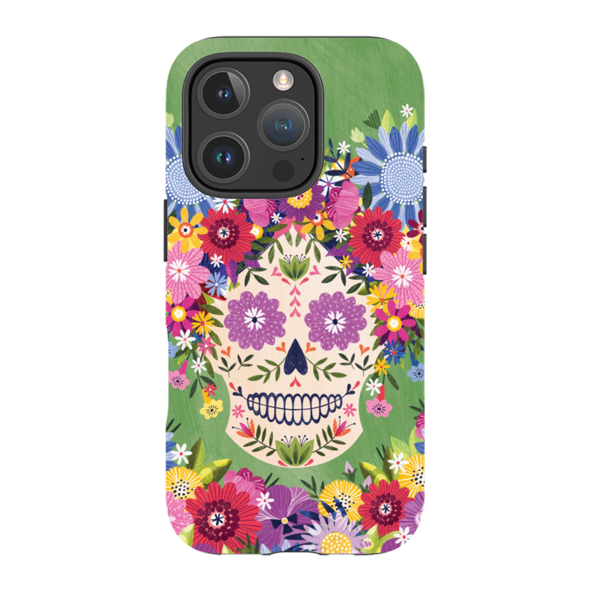 iPhone Tough Case - Sugar Skull Green By Ali Brookes