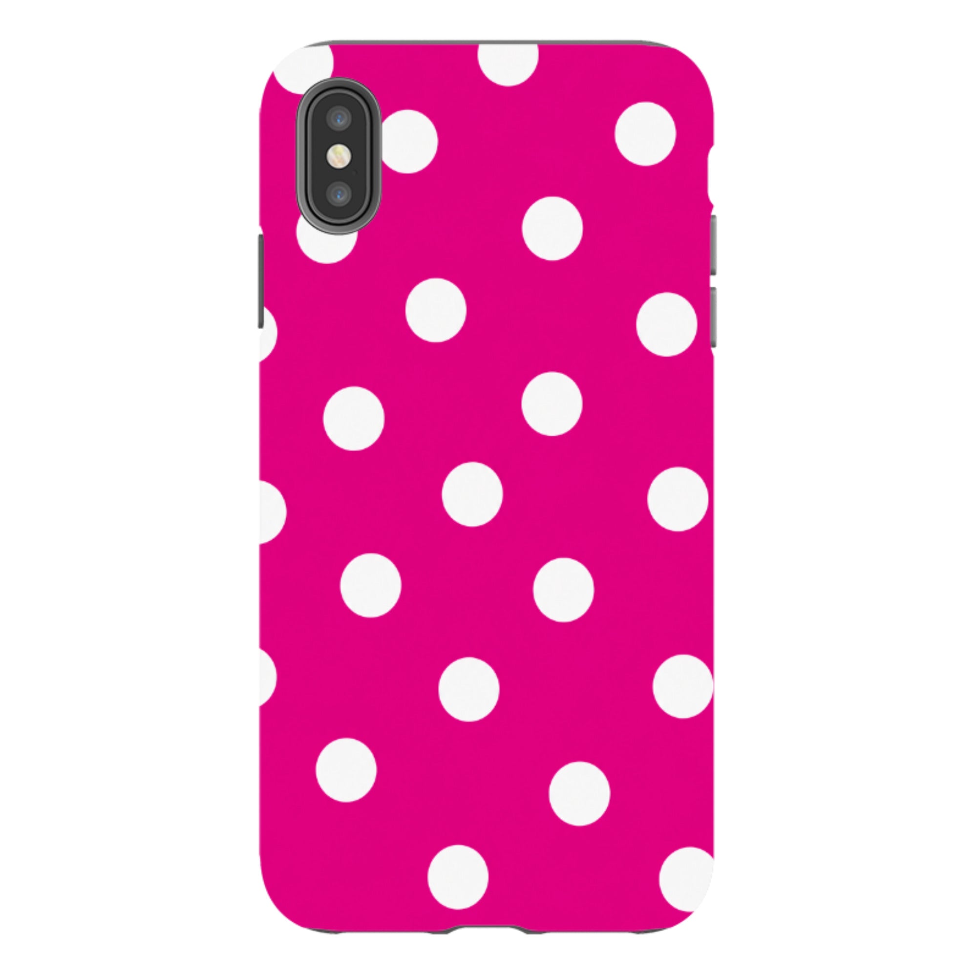 iPhone Tough Case - Hot Pink & White Polka Dot