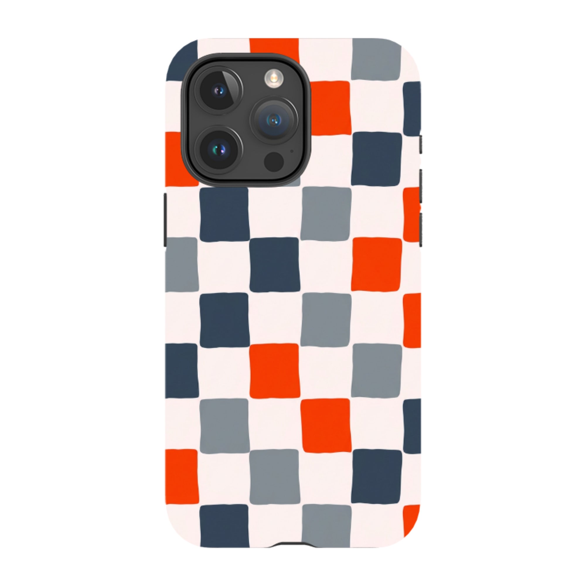 iPhone Tough Case - Orange & Navy Checkerboard