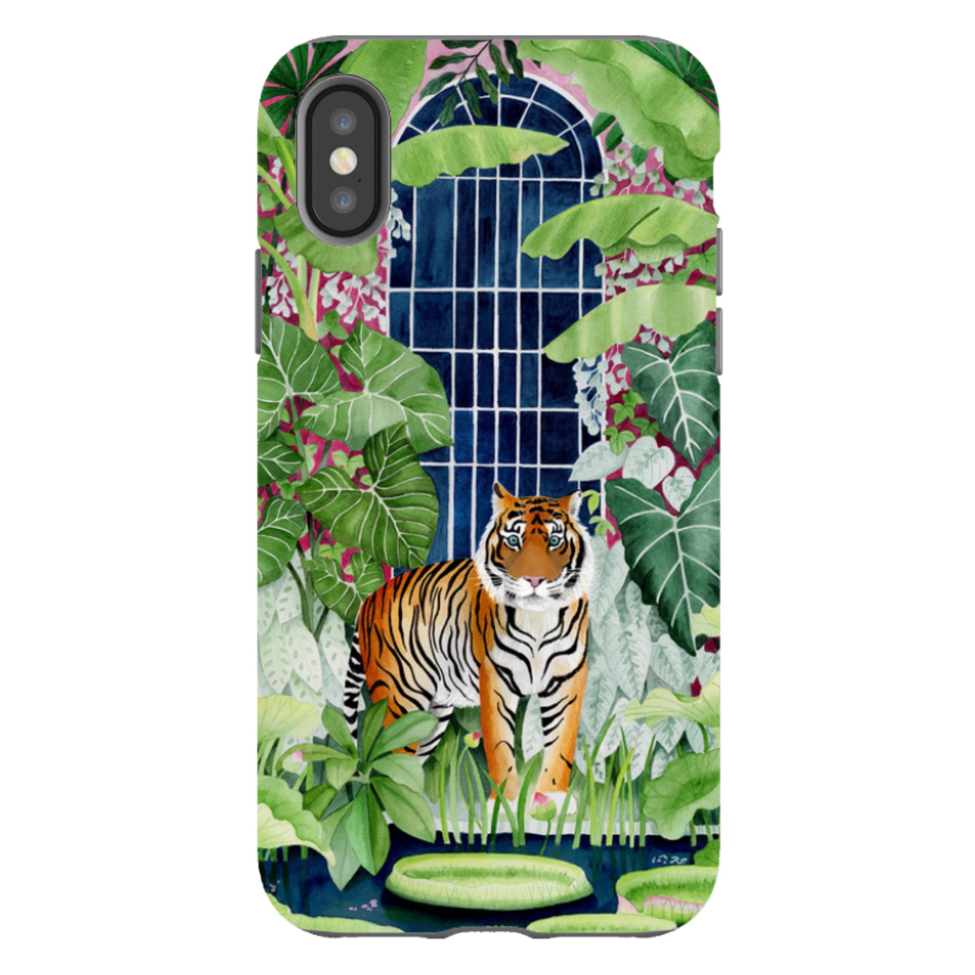 iPhone Tough Case - Green House Tiger By Bex Parkin