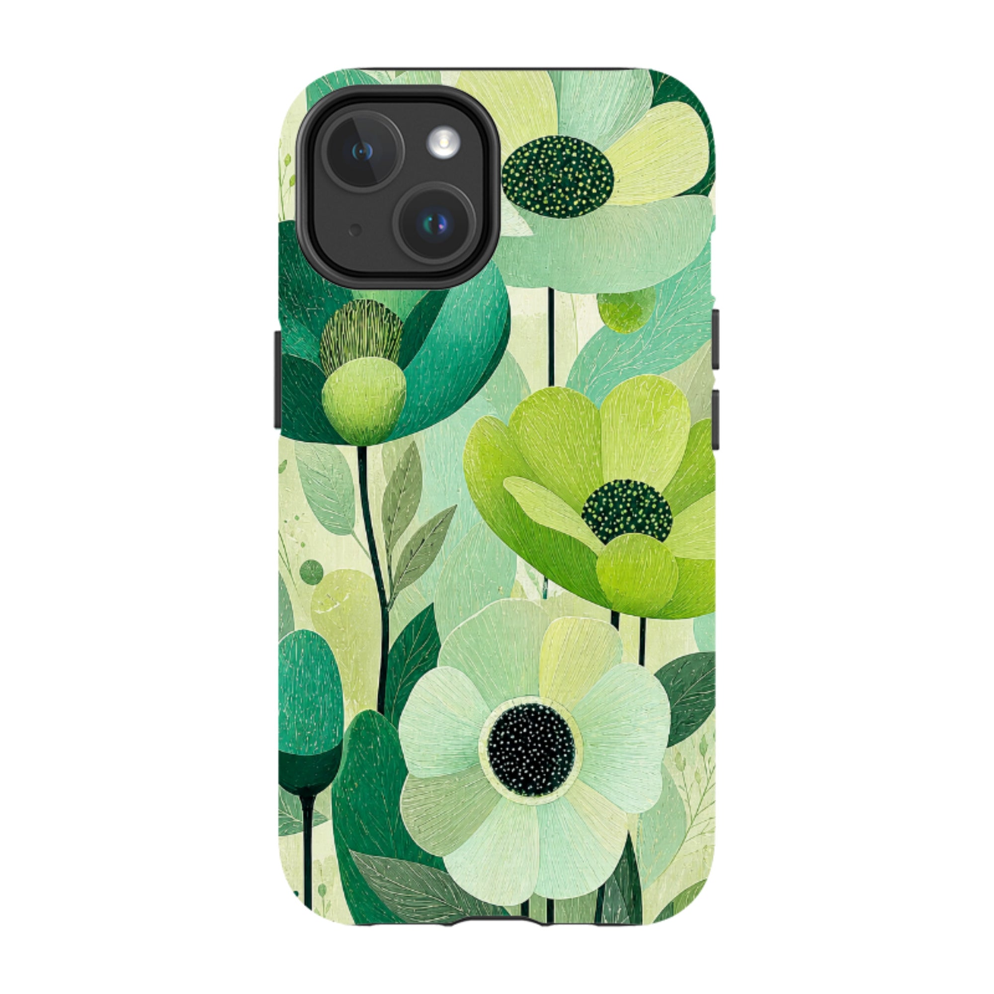 iPhone MagSafe Tough Case - Mint Woodgrain Floral