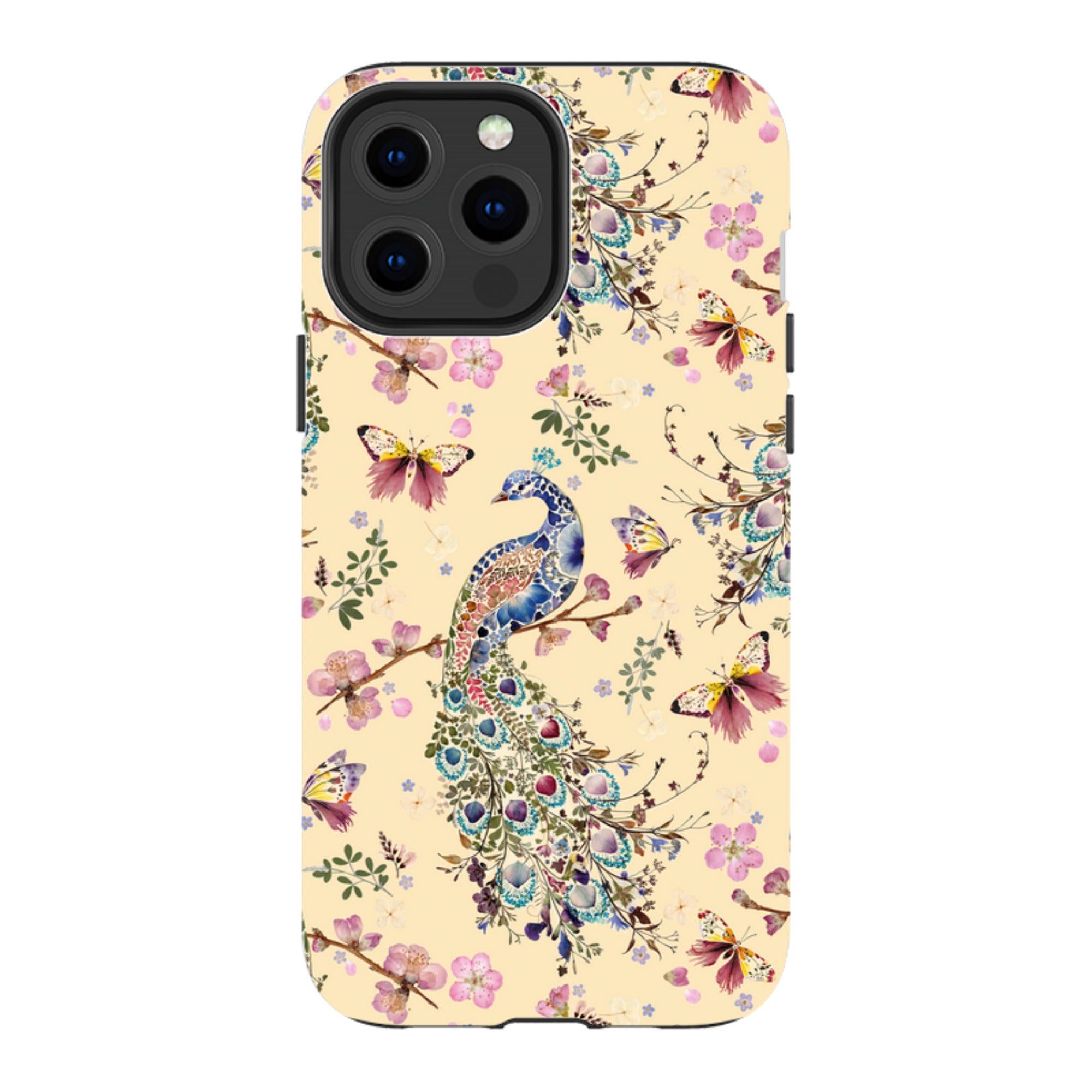 iPhone Tough Case - Peacock and Cherry Blossoms Lilly By Helen Ahpornsiri