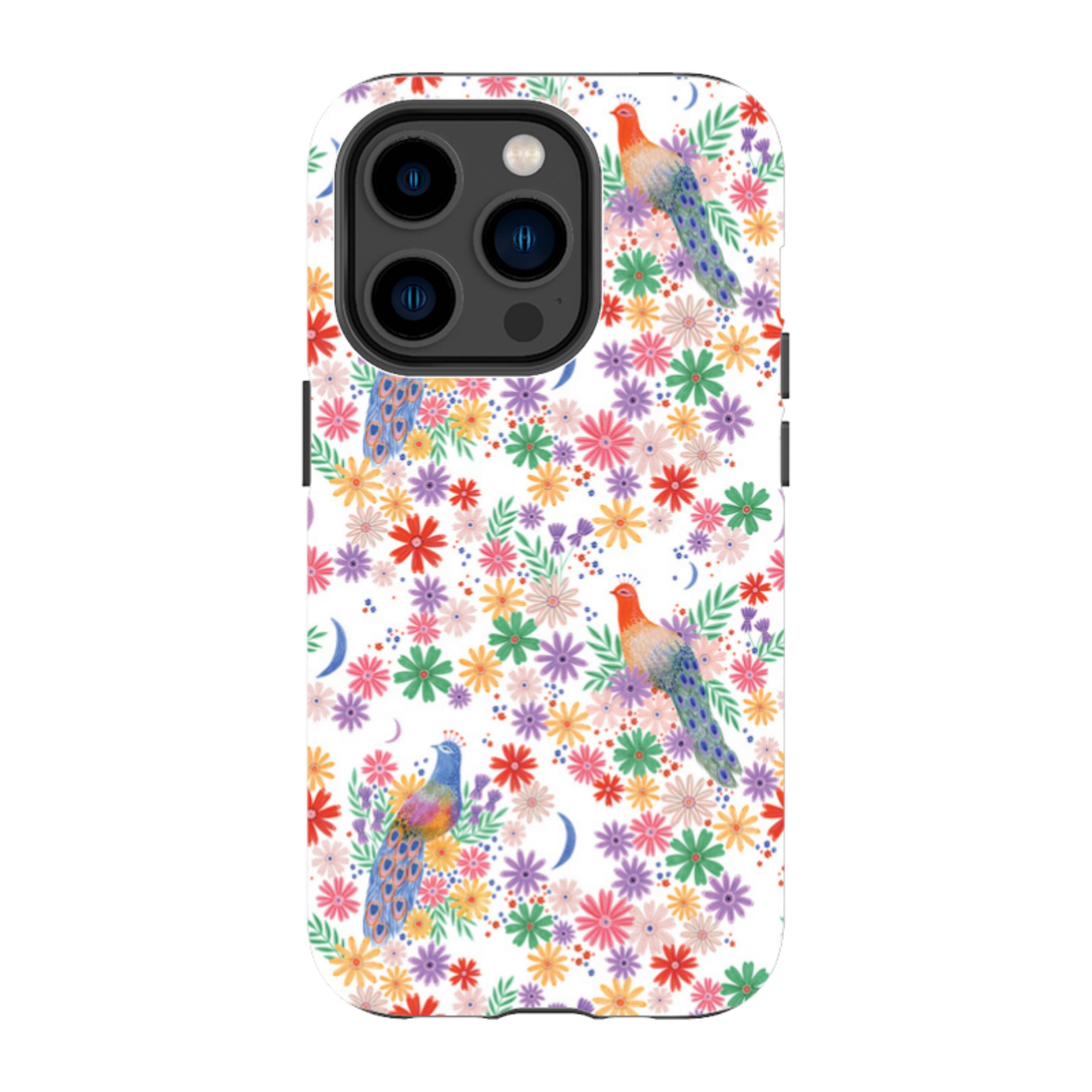 iPhone Tough Case - Peacock Pattern White By Lee Foster Wilson