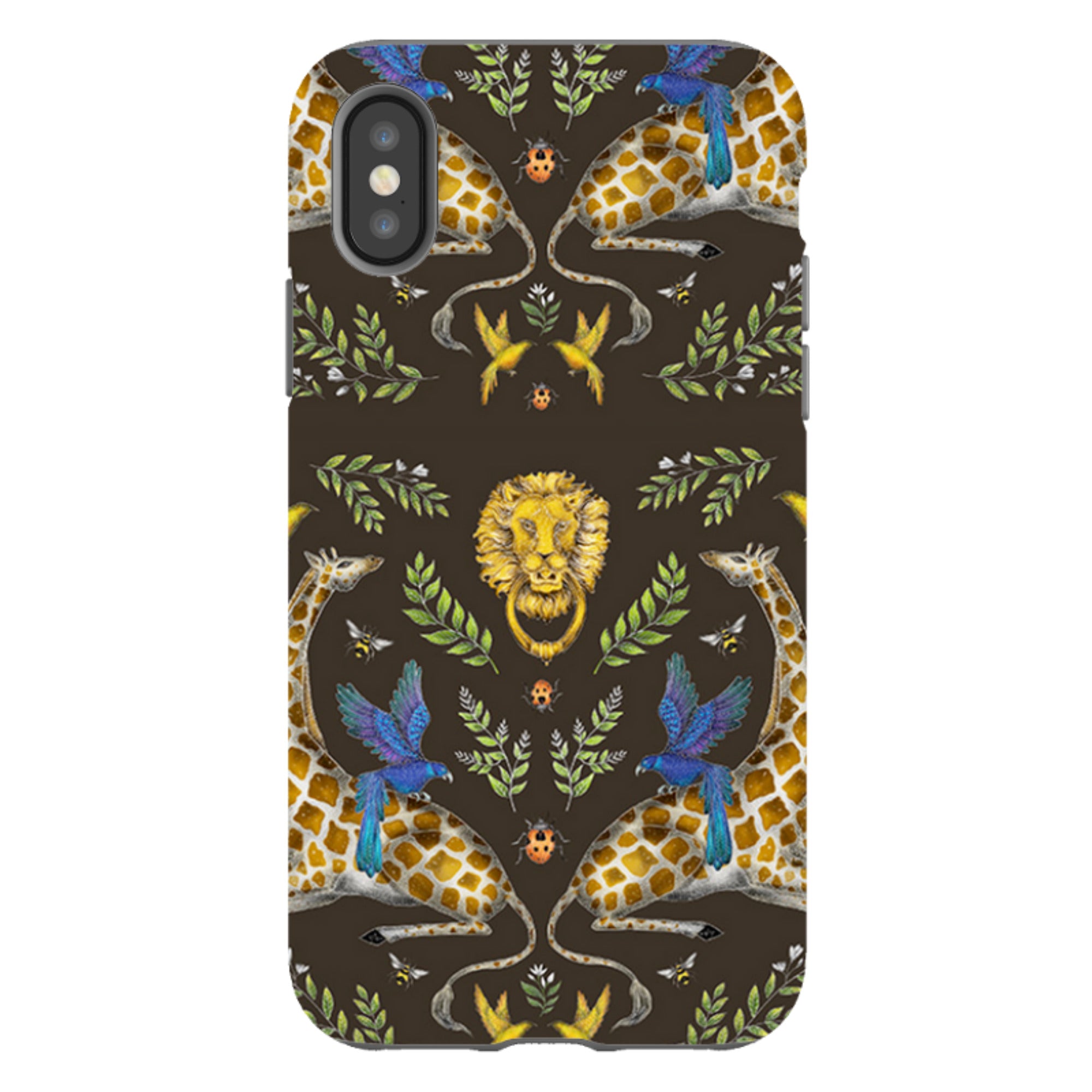 iPhone Tough Case - Giraffes Birds and Lion By Catherine Rowe