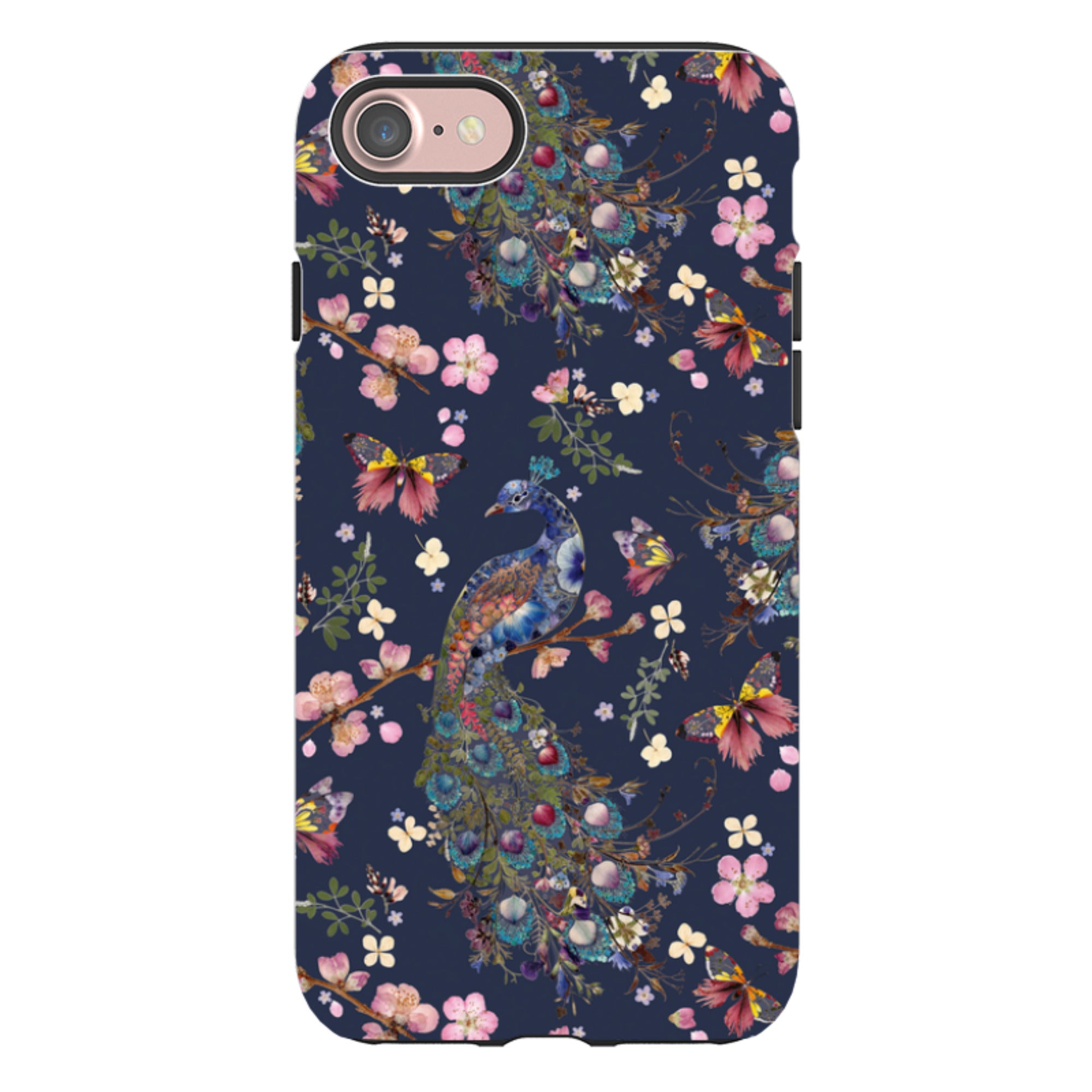 iPhone Tough Case - Peacock and Cherry Blossoms Iris By Helen Ahpornsiri