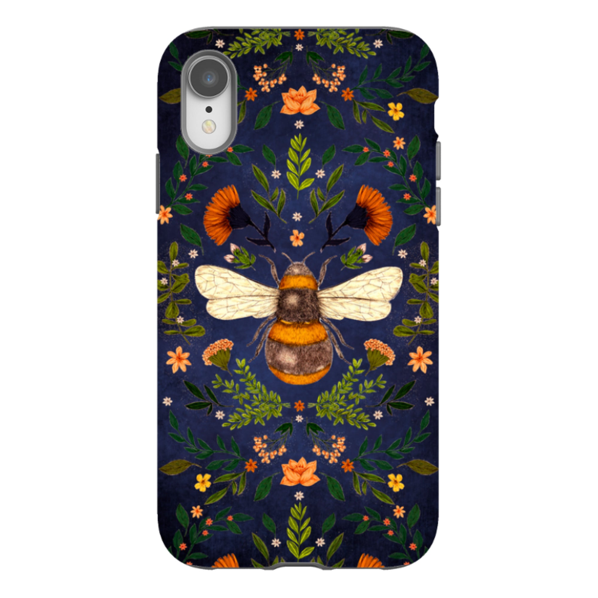 iPhone Tough Case - Botanical Bee Blue By Jade Mosinski