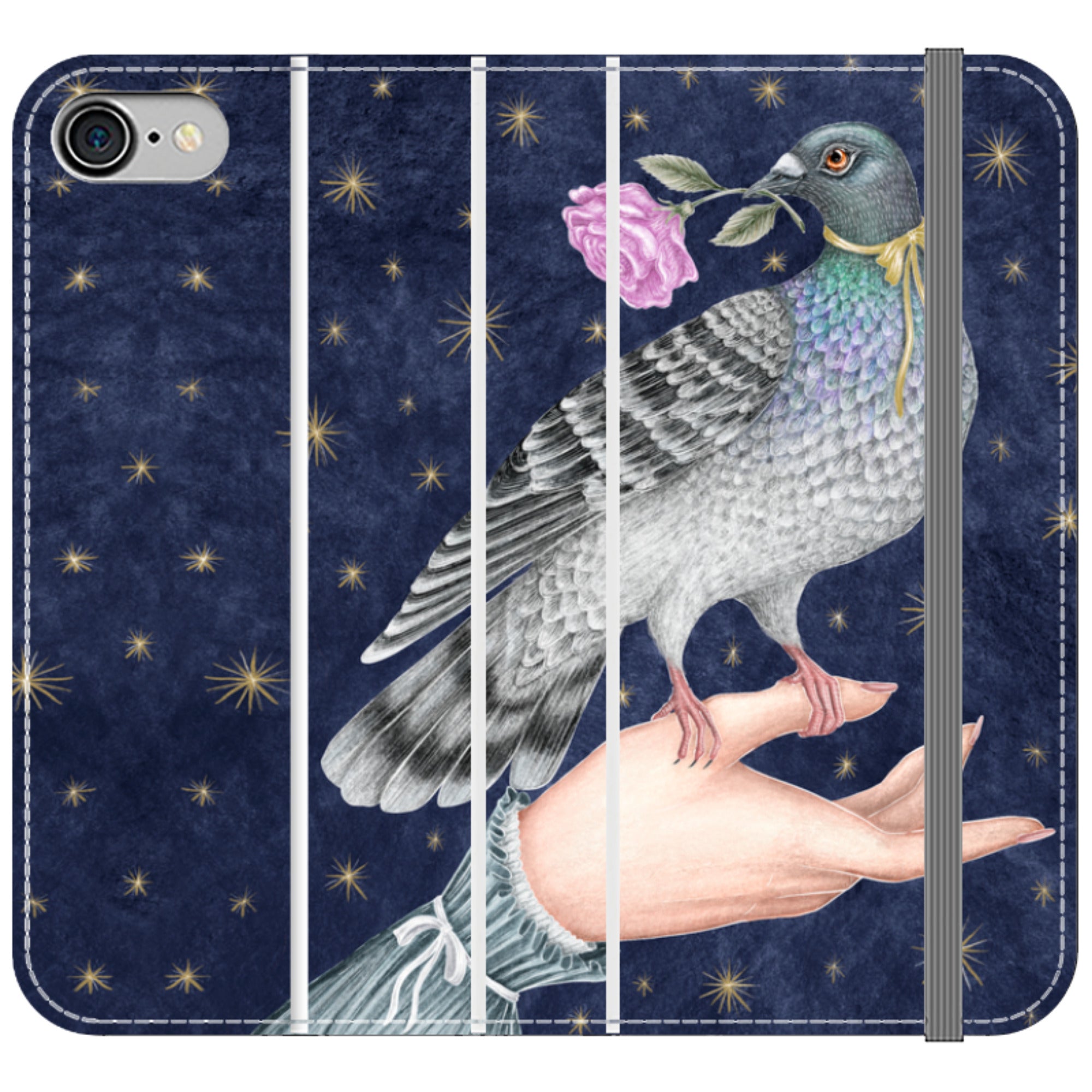 Pigeon With Rose Wallet Case By Catherine Rowe